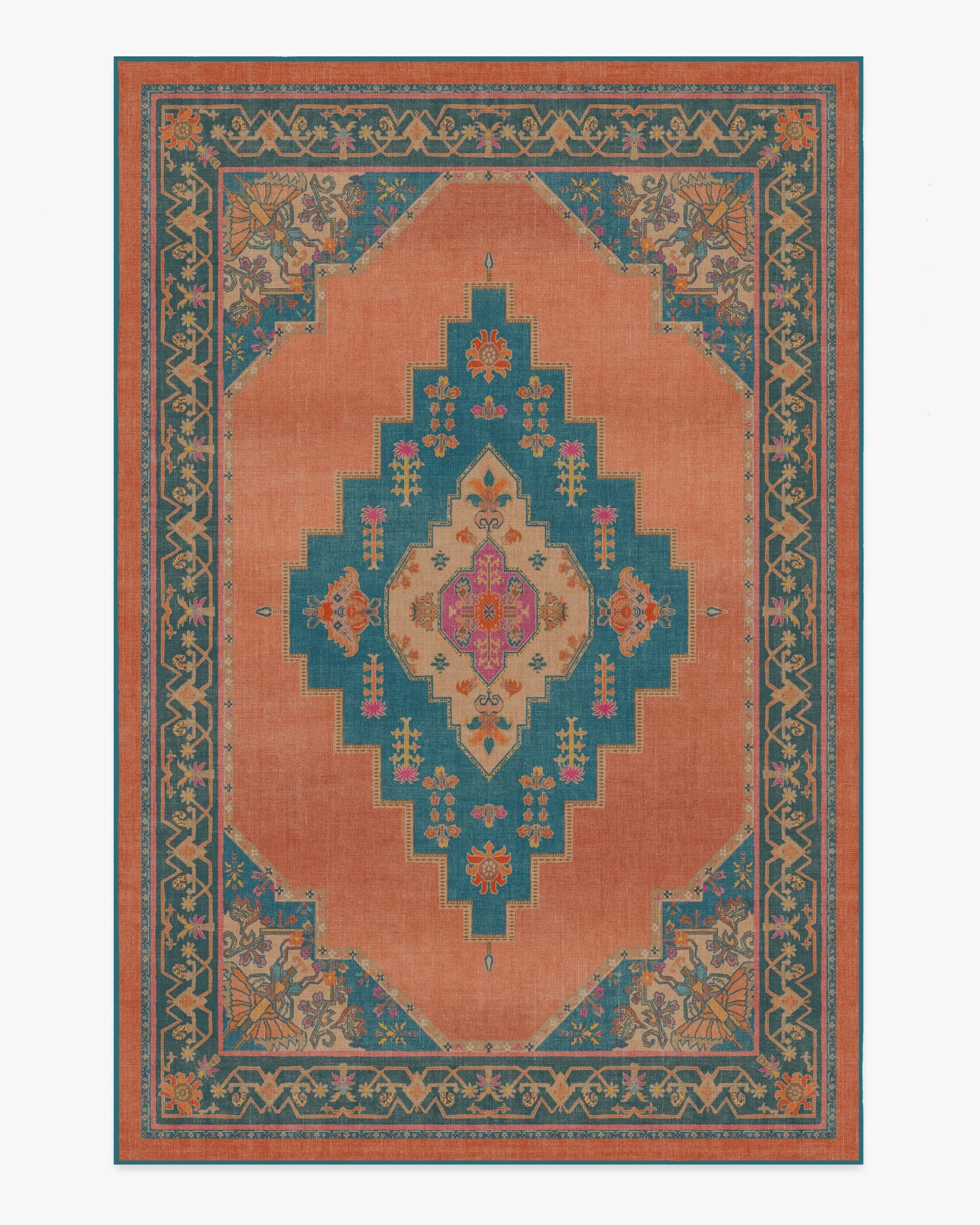 Medium Area Rug Machine Washable - Coral