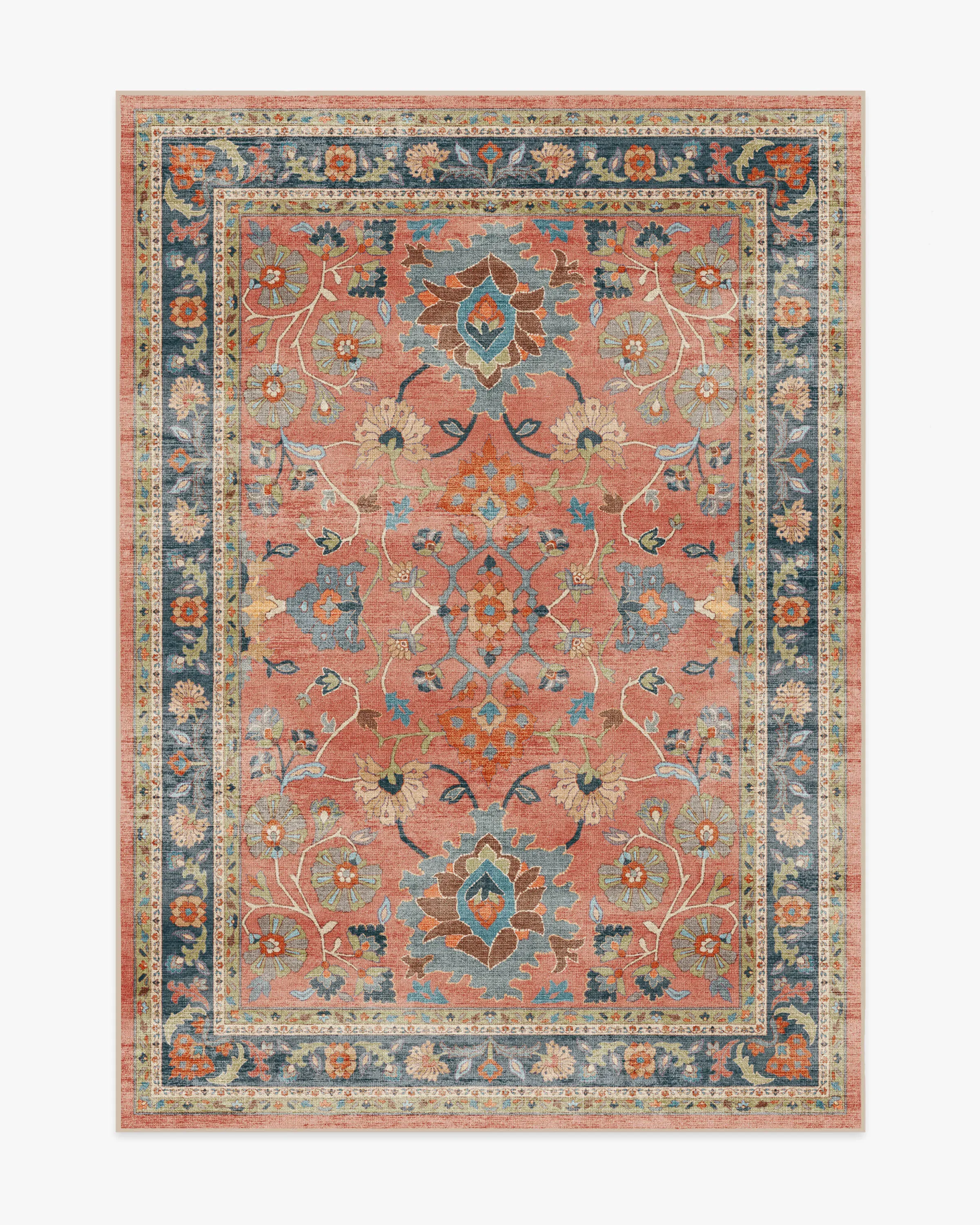 Medium Area Rug Machine Washable - Coral