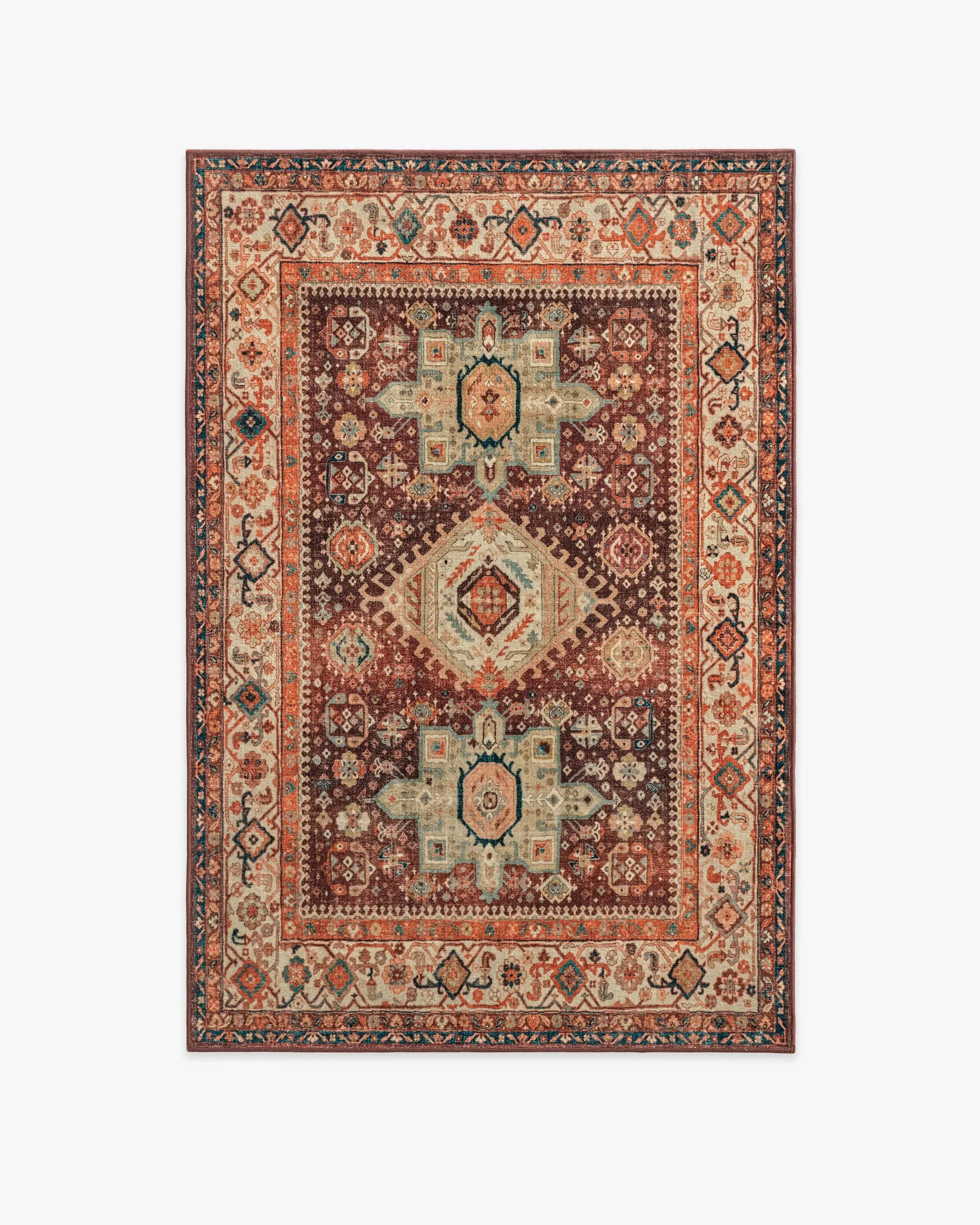 Medium Area Rug Machine Washable - Crimson