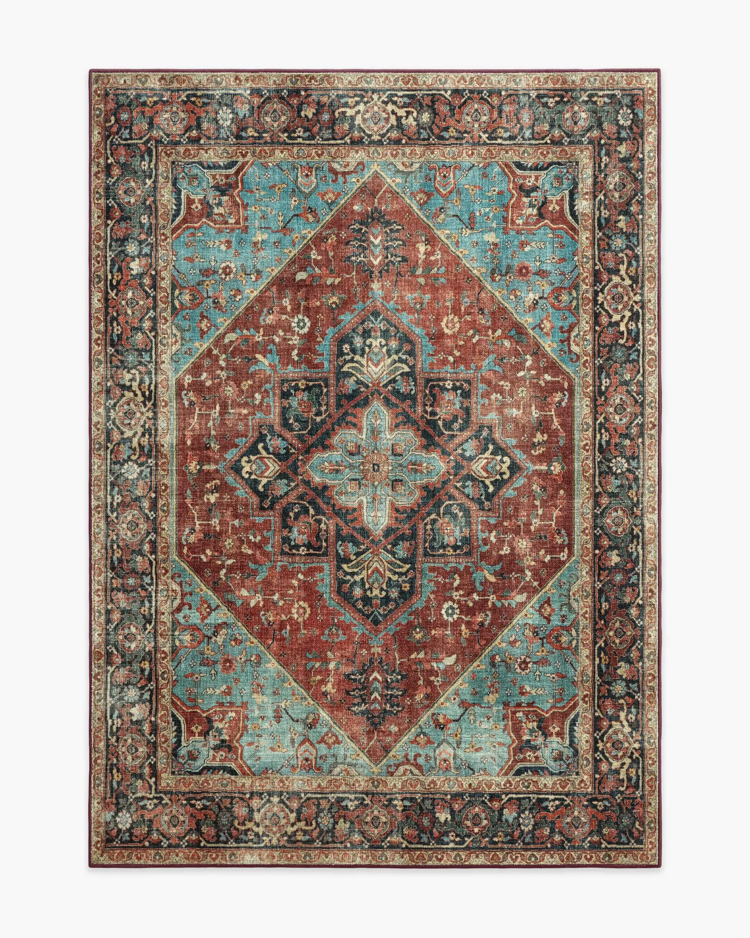 Medium Area Rug Machine Washable - Crimson Blue