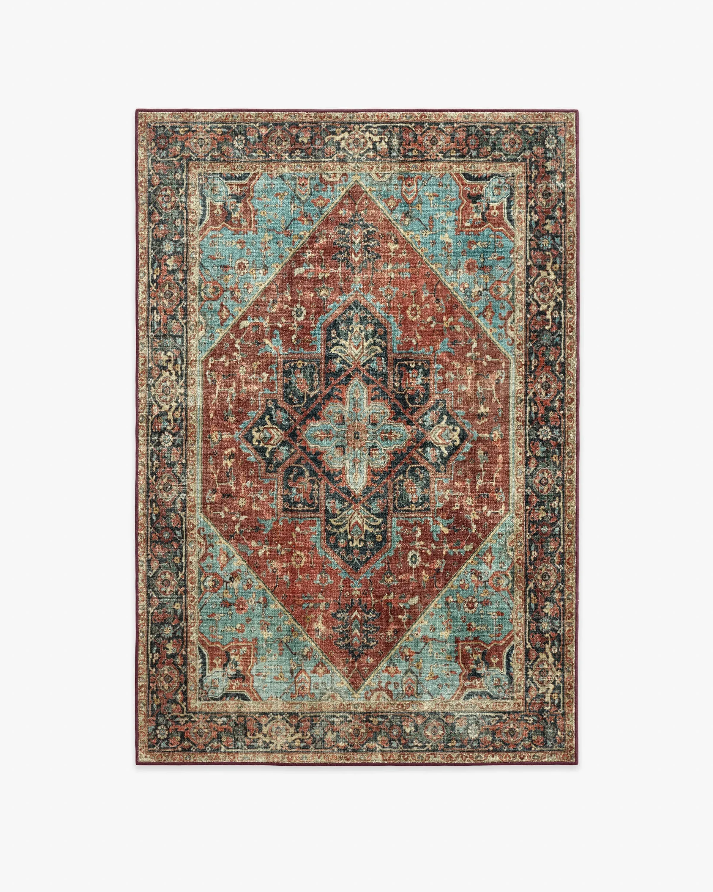 Medium Area Rug Machine Washable - Crimson Blue