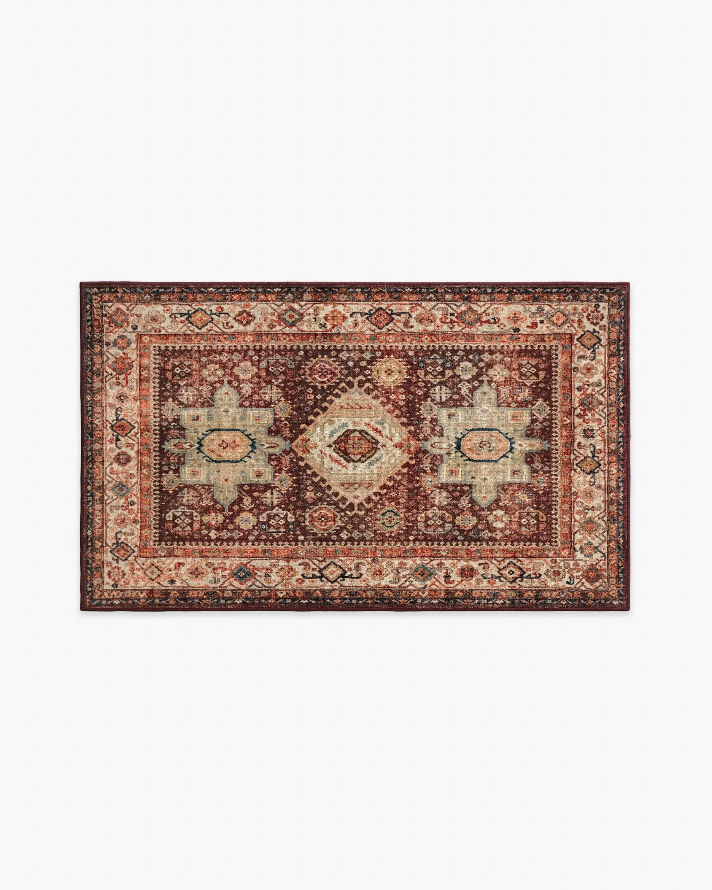 Medium Area Rug Machine Washable - Crimson