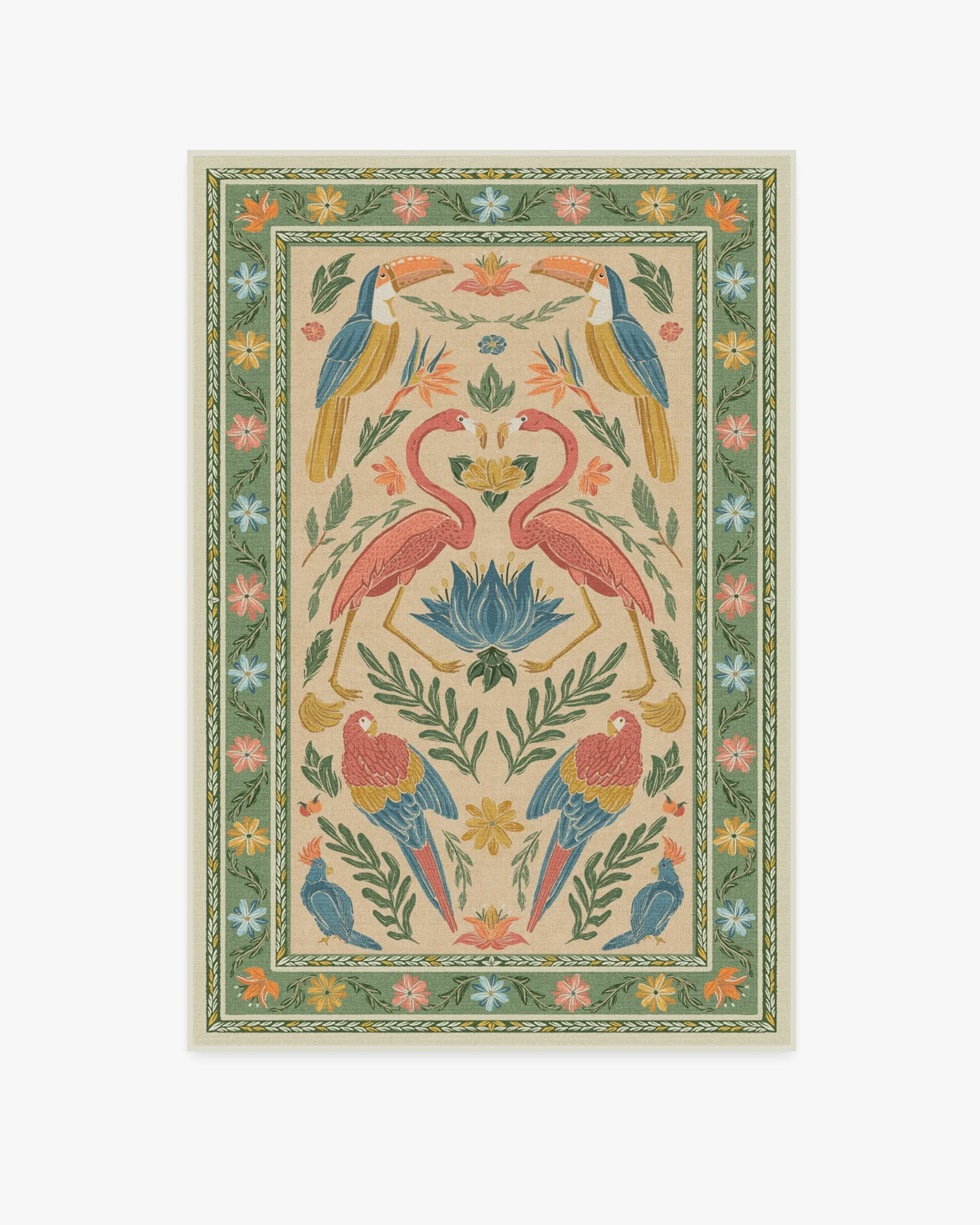 Medium Area Rug Machine Washable - Green, Chenille