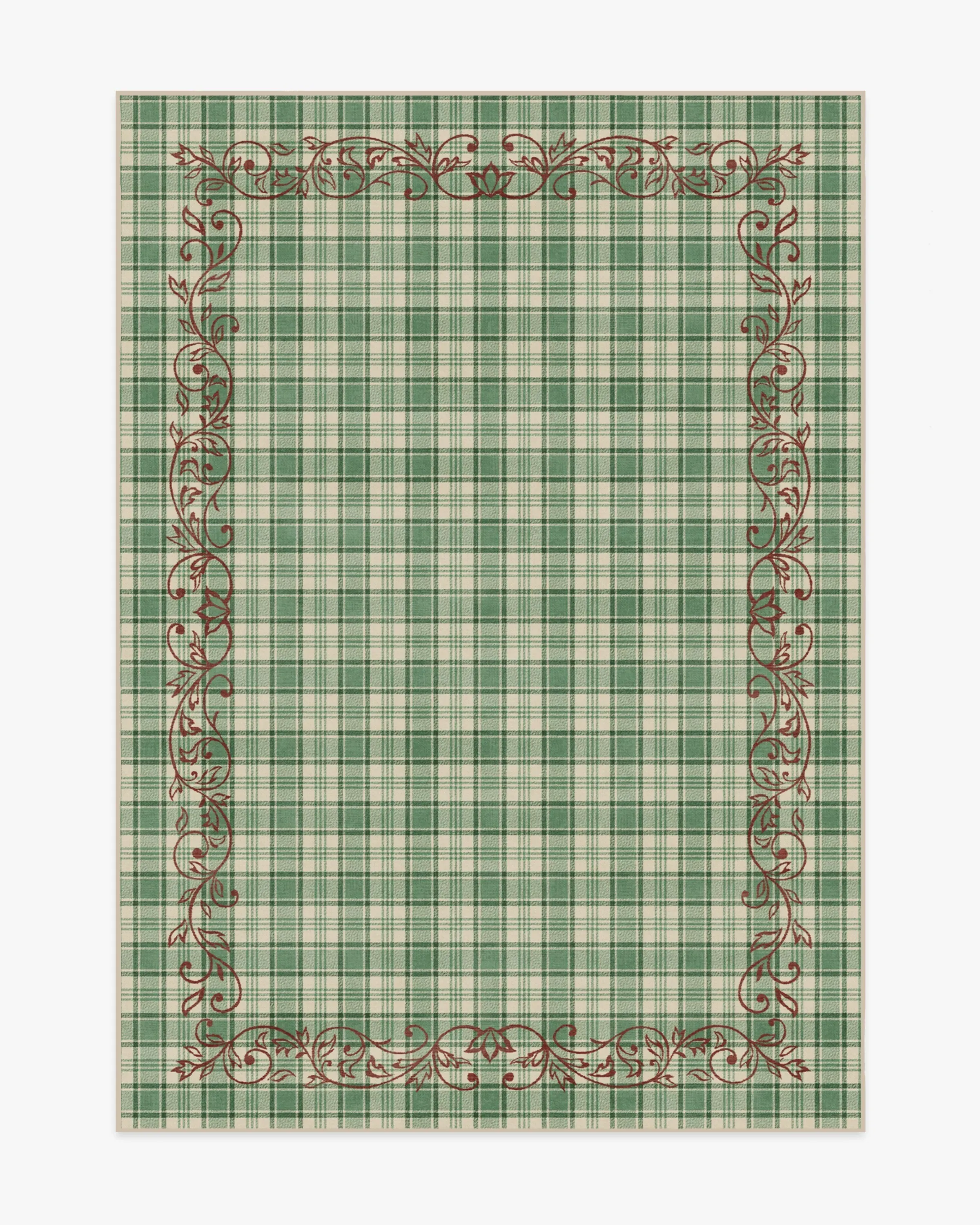 Medium Area Rug Machine Washable - Green, Red