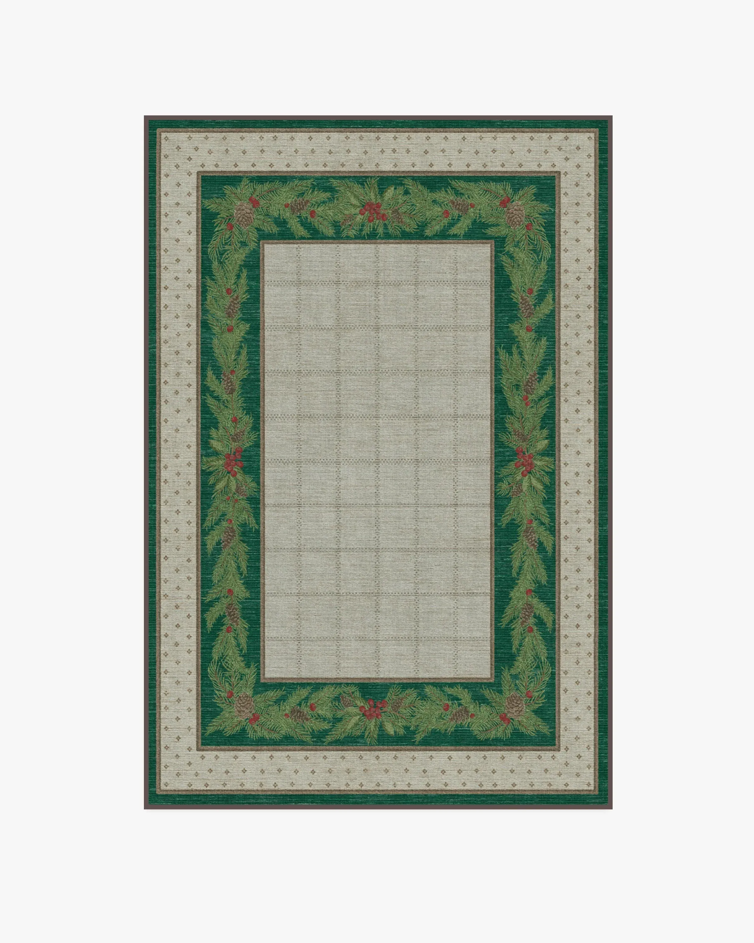 Medium Area Rug Machine Washable - Green, Silver