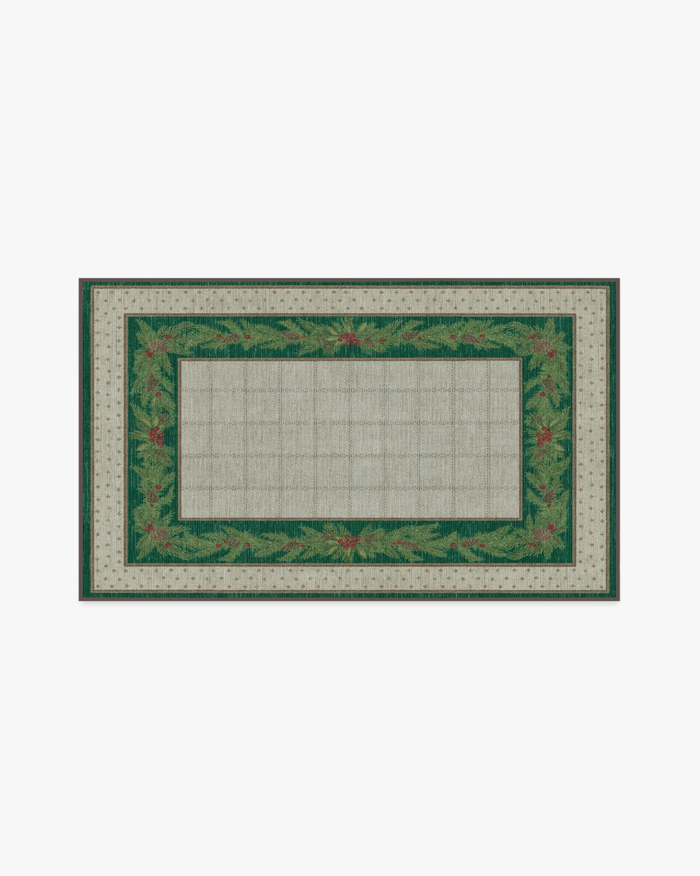 Medium Area Rug Machine Washable - Green, Silver