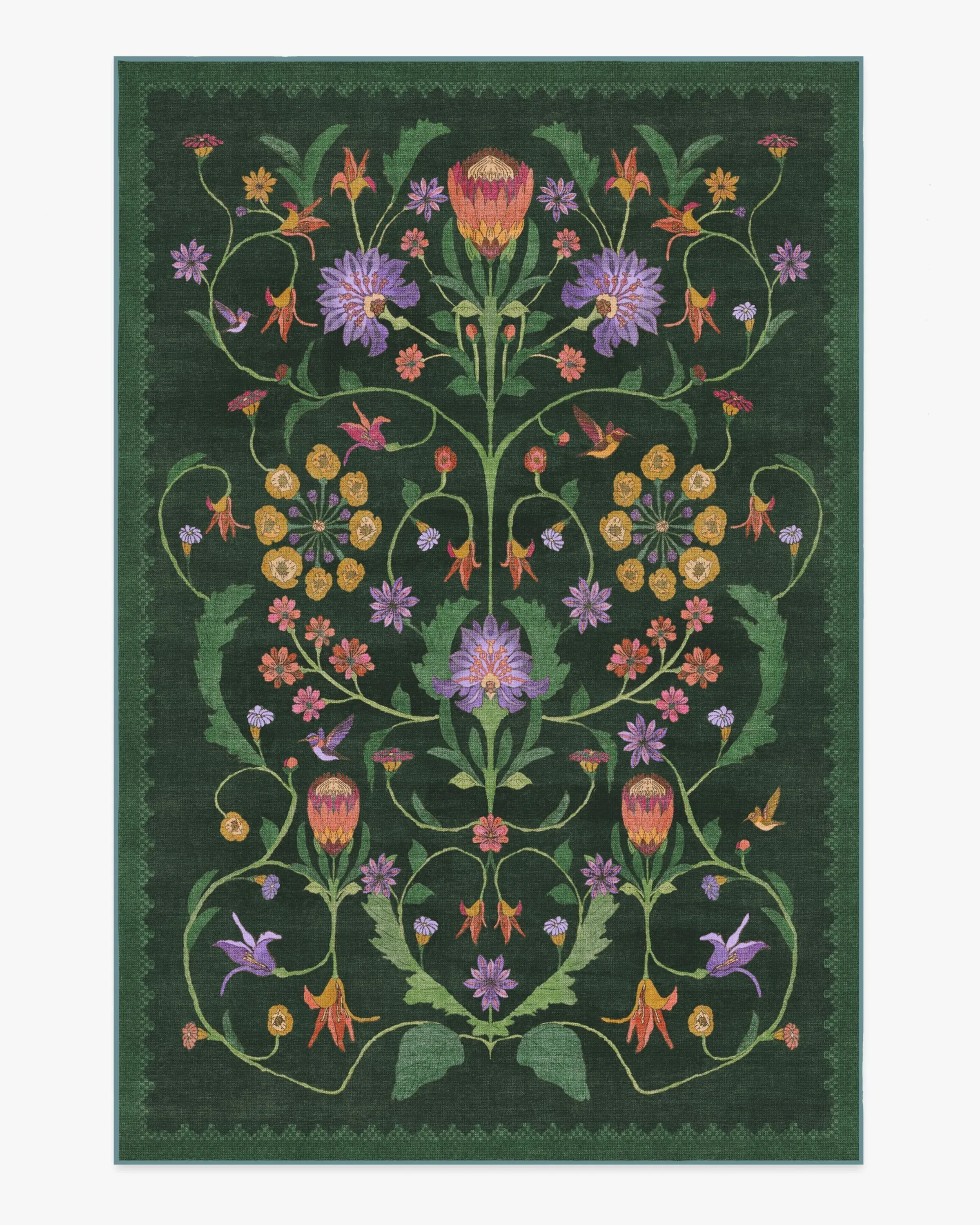 Medium Area Rug Machine Washable - Green, Tufted