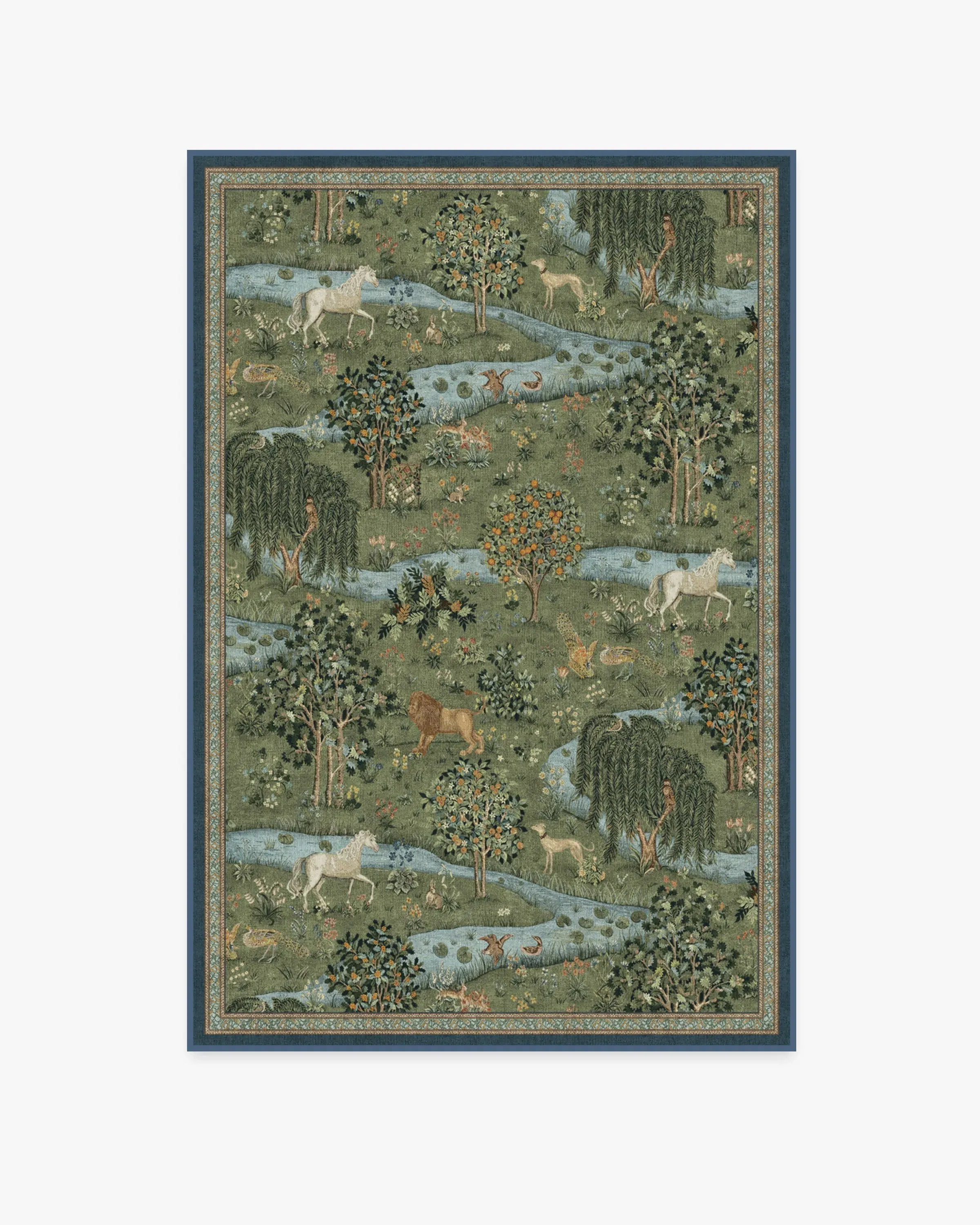 Medium Area Rug Machine Washable - Green