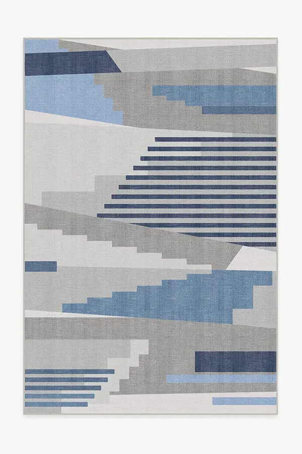 Medium Area Rug Machine Washable - Grey, Blue