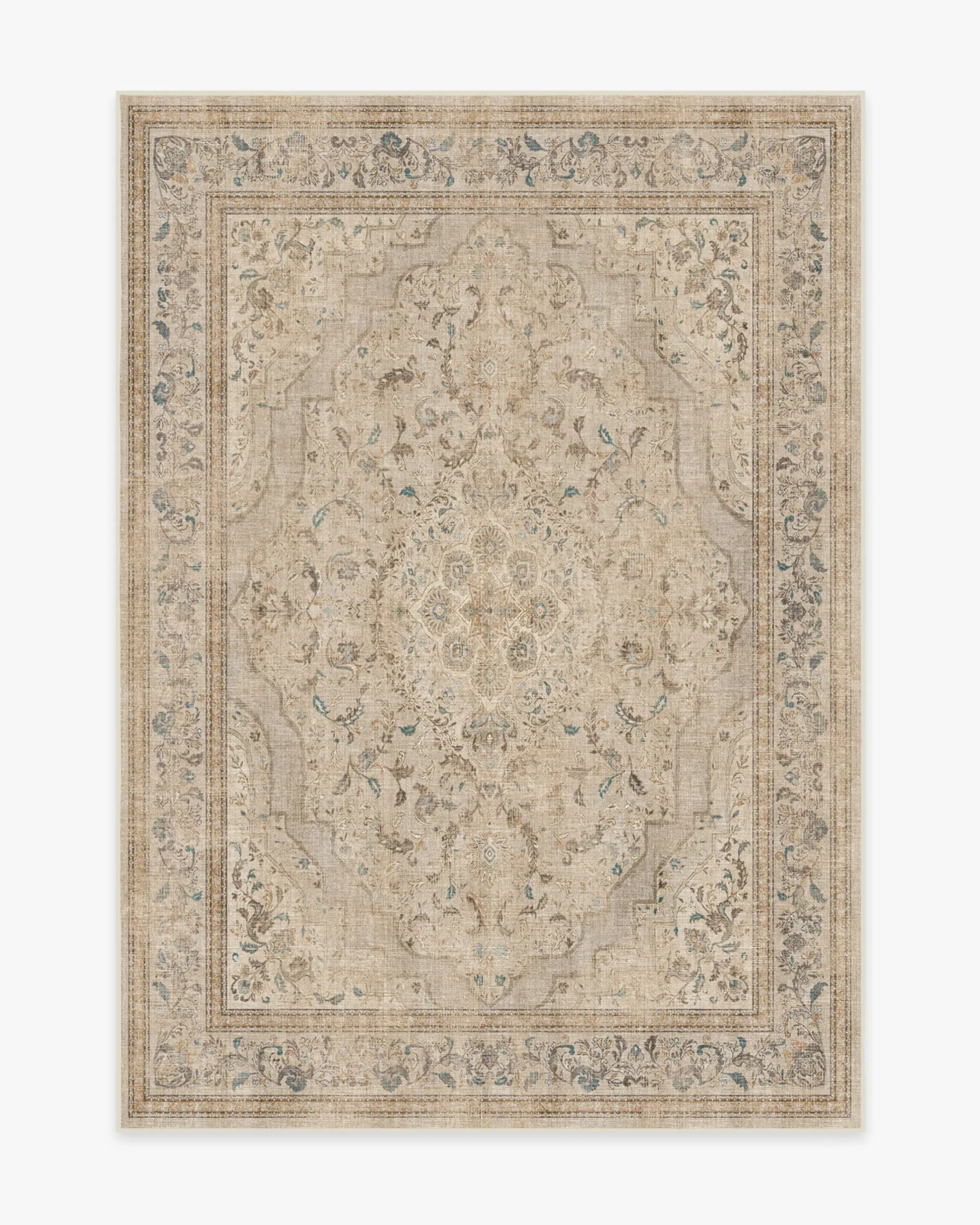 Medium Area Rug Machine Washable - Ivory, Chenille