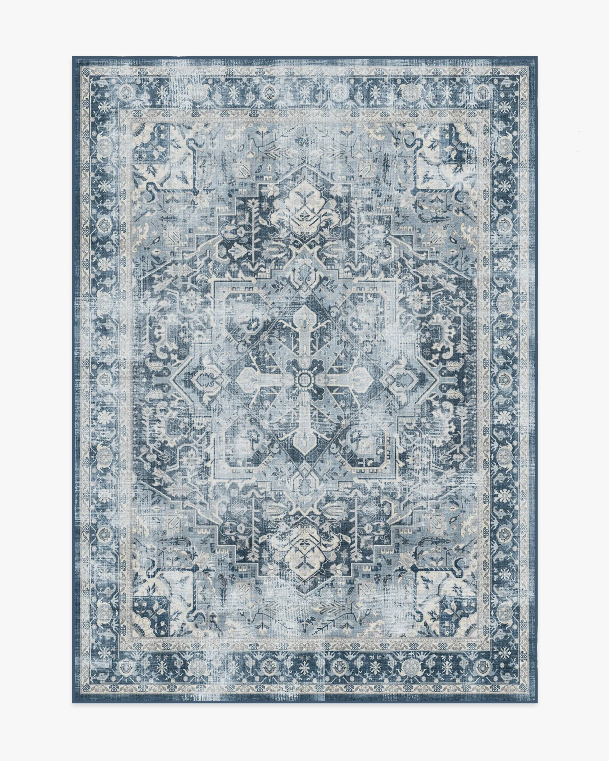 Medium Area Rug Machine Washable - Navy Blue
