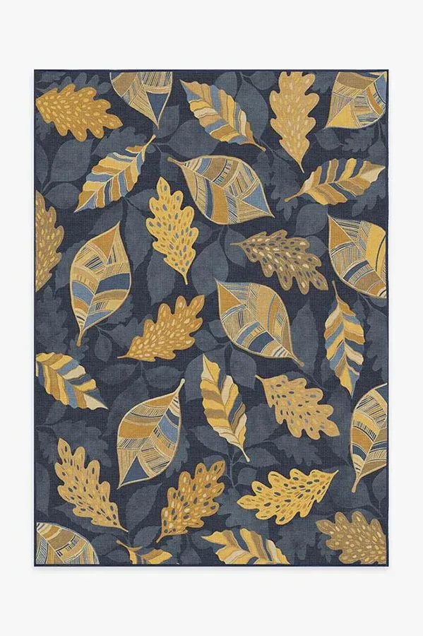Medium Area Rug Machine Washable - Navy, Chenille