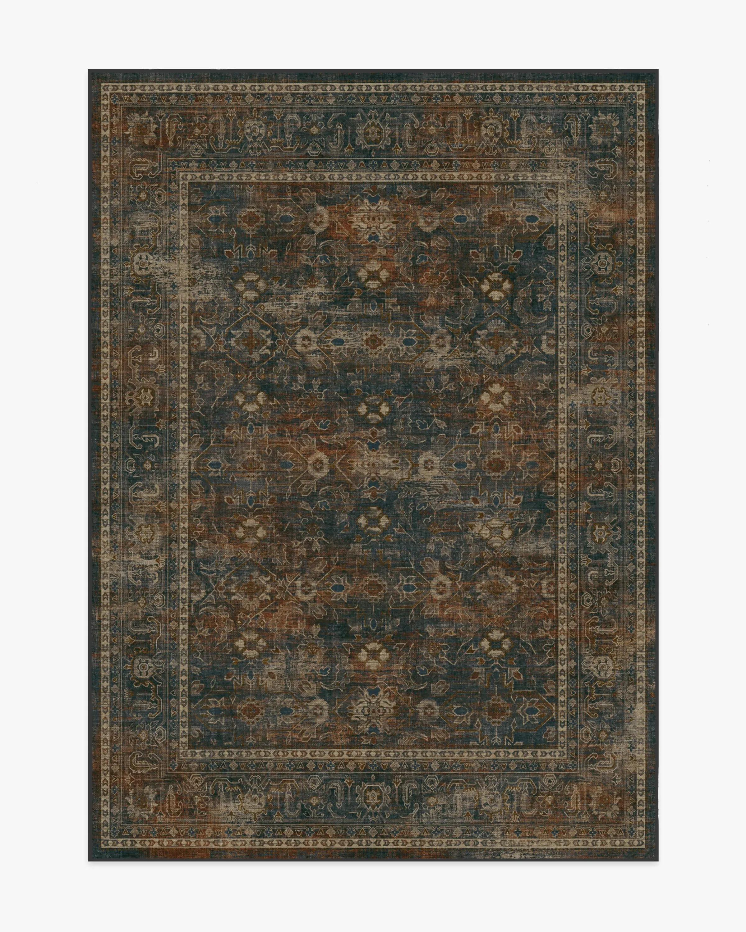 Medium Area Rug Machine Washable - Navy, Fabric