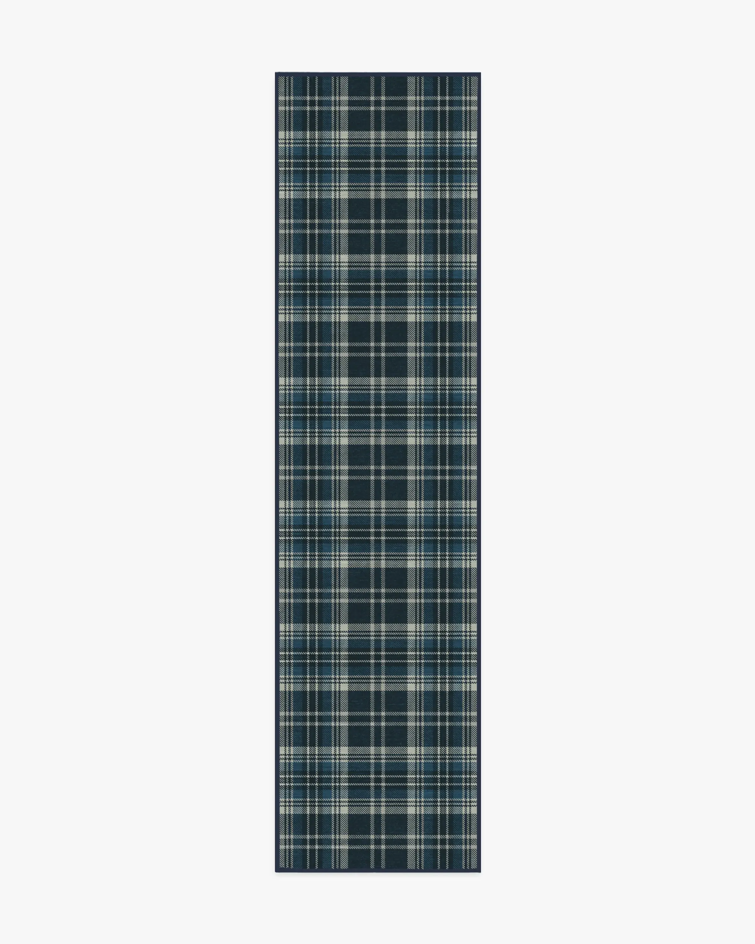 Medium Area Rug Machine Washable - Navy Tartan