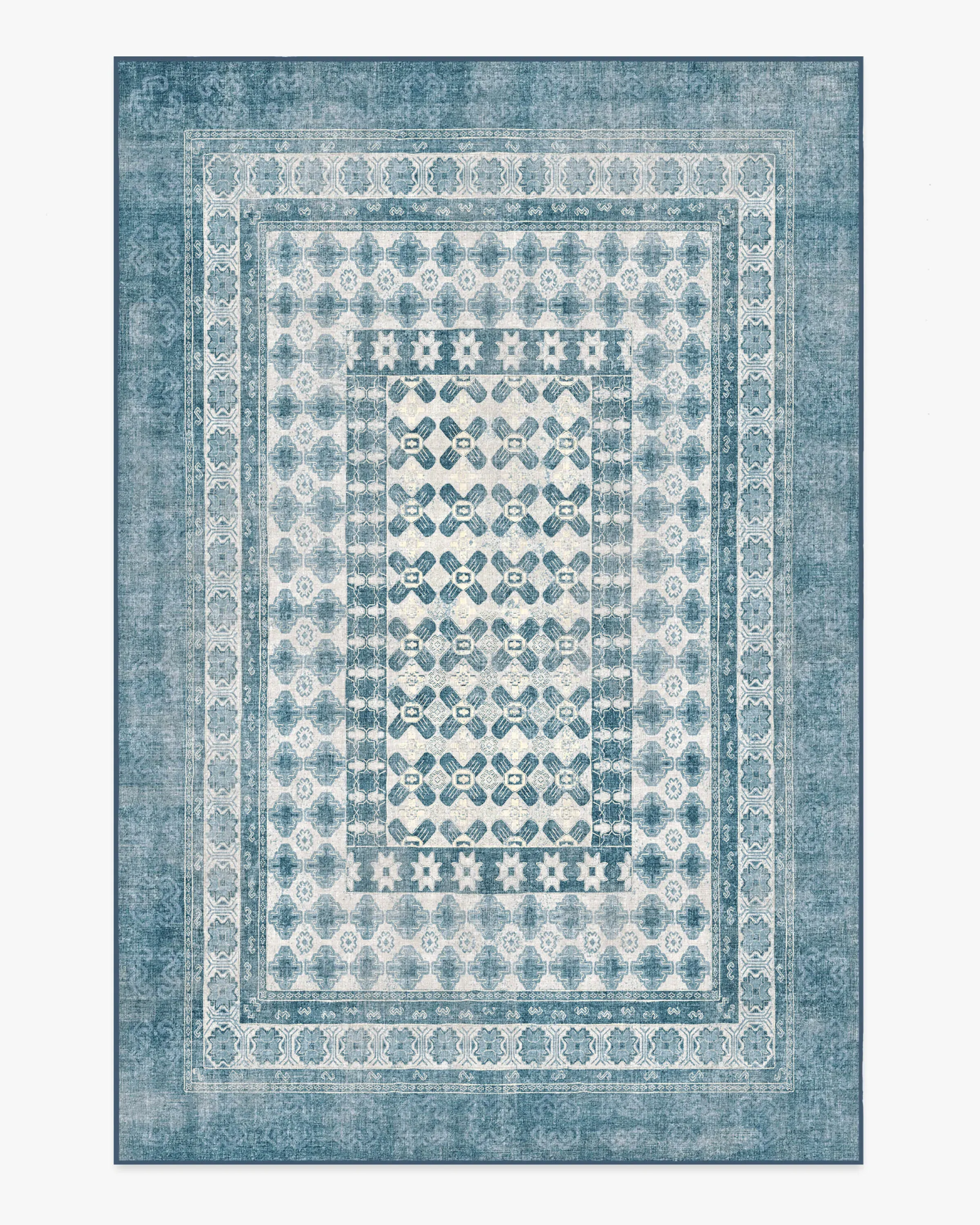 Medium Area Rug Machine Washable - Ocean, Ivory