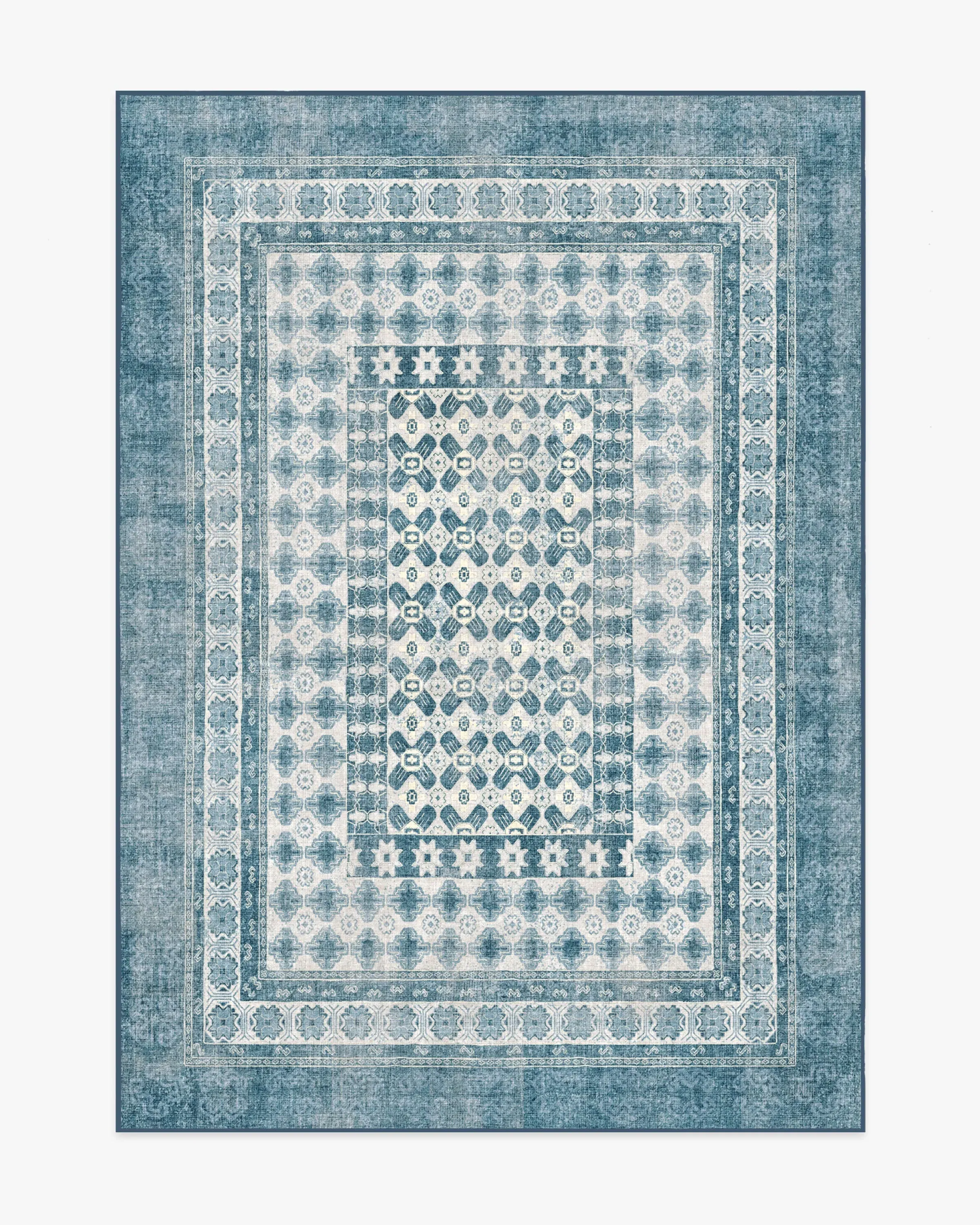 Medium Area Rug Machine Washable - Ocean, Ivory