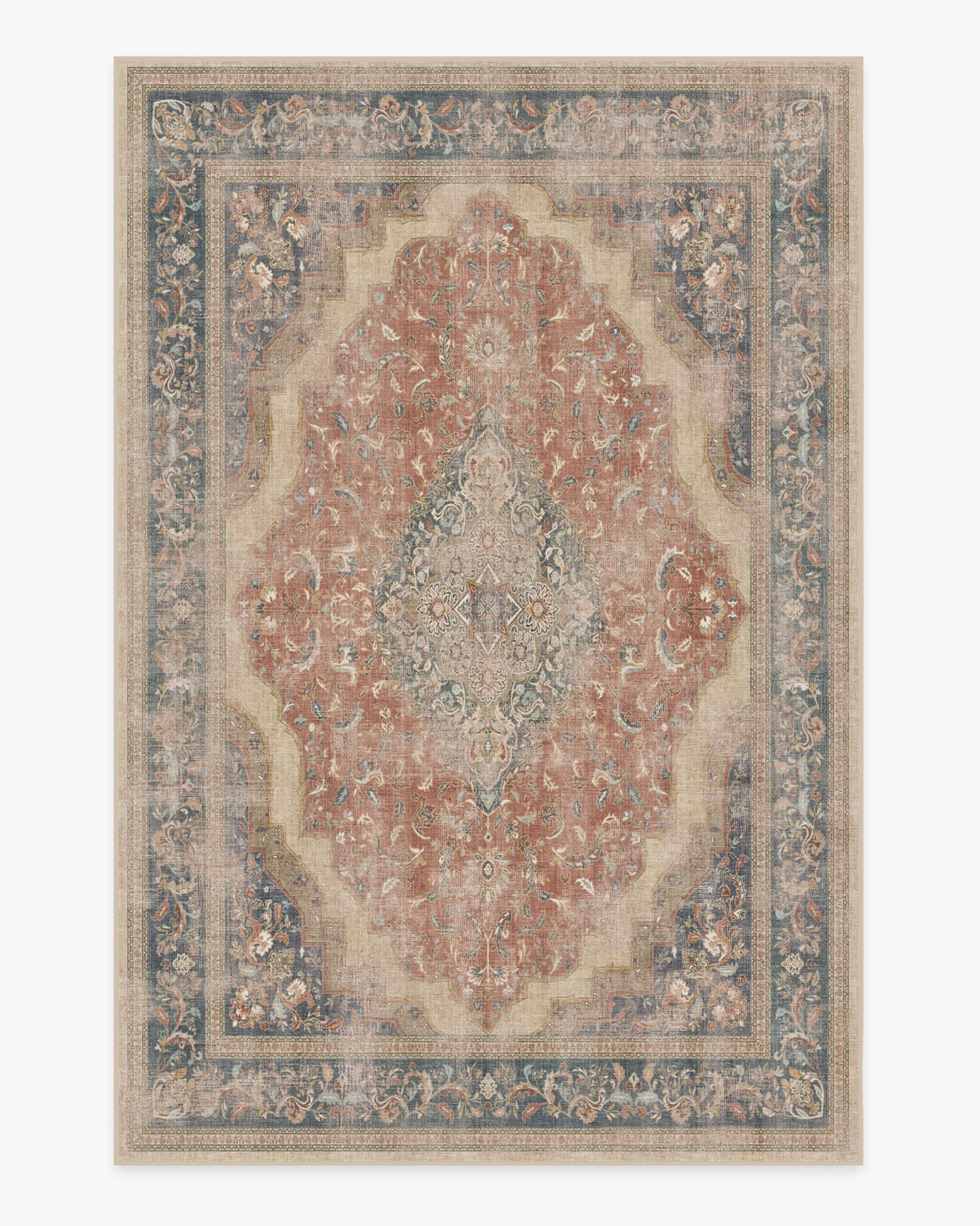 Medium Area Rug Machine Washable - Red, Chenille