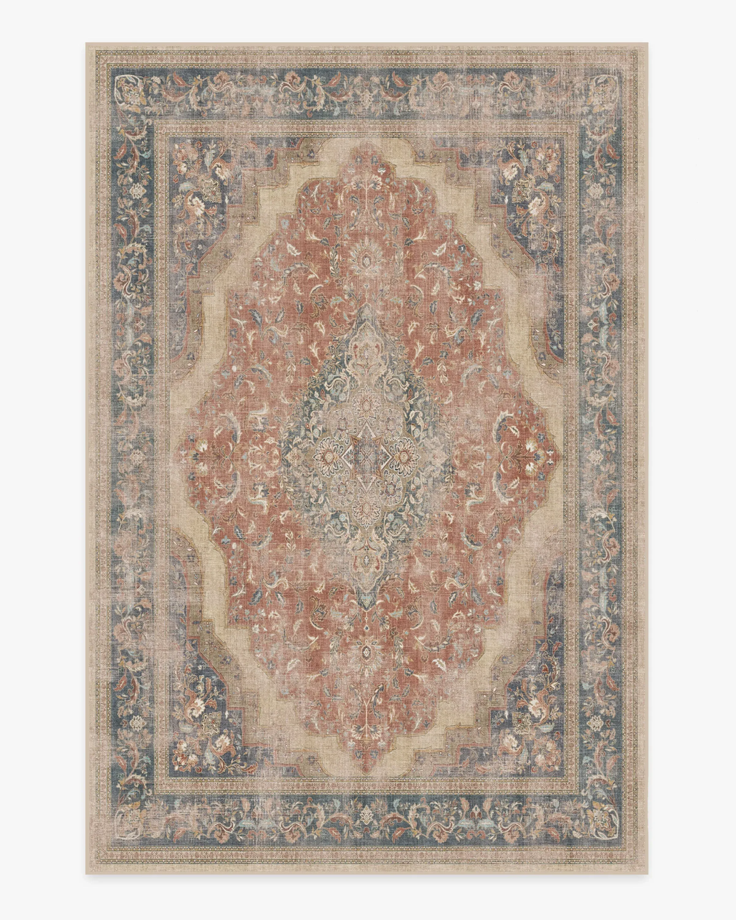 Medium Area Rug Machine Washable - Red, Chenille