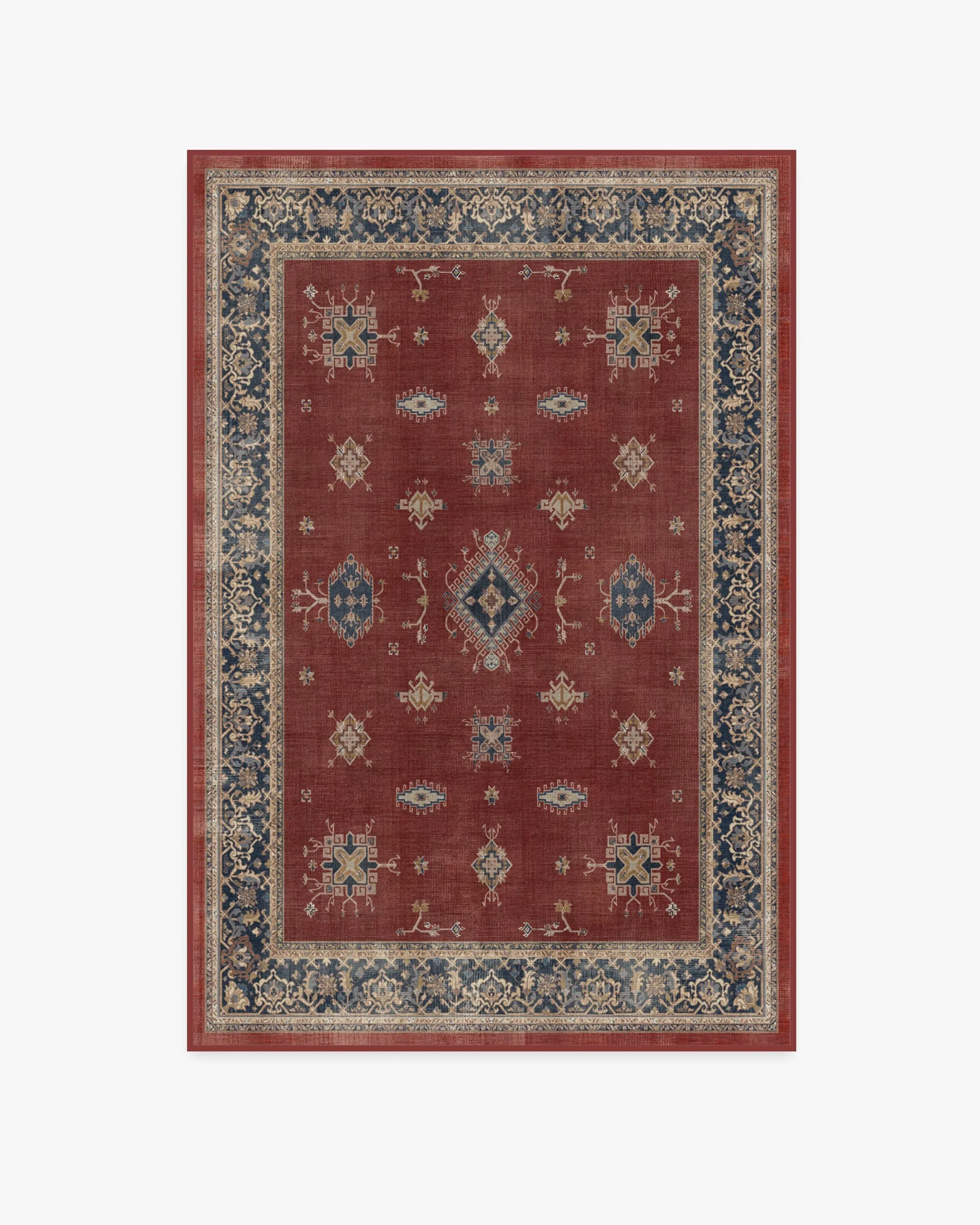 Medium Area Rug Machine Washable - Red, Flatwoven