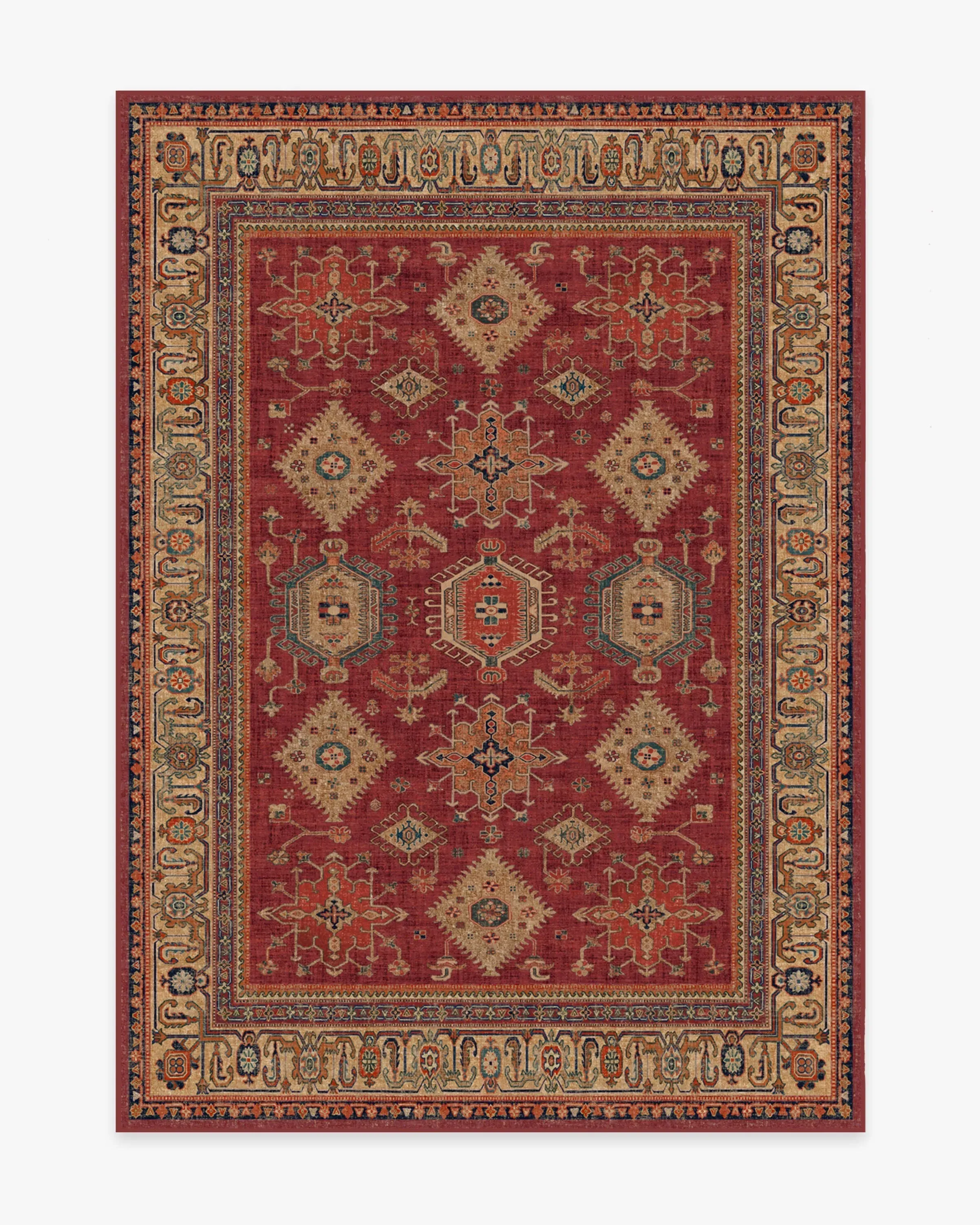 Medium Area Rug Machine Washable - Ruby Red