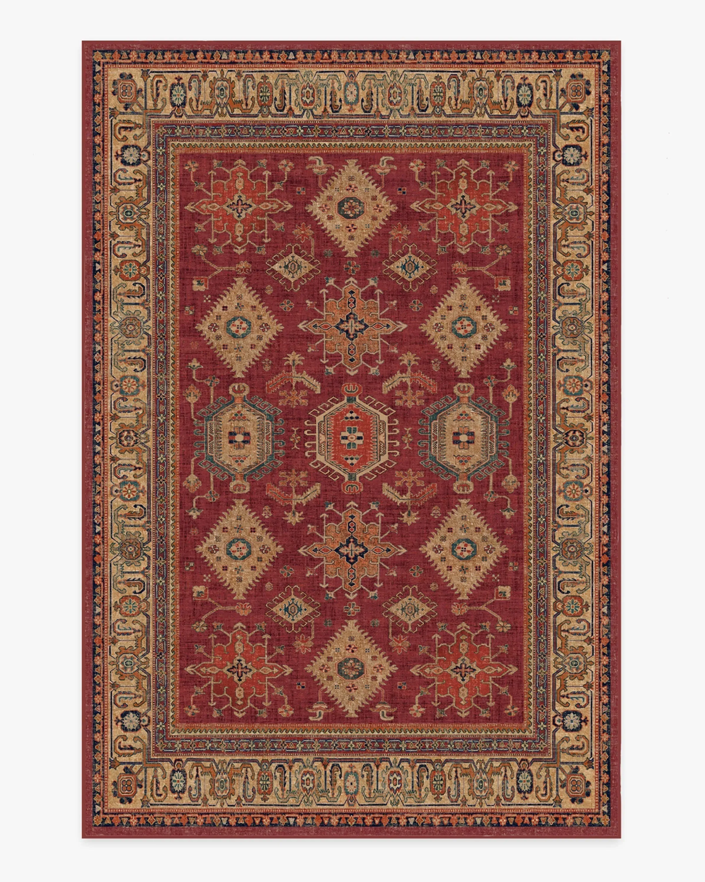 Medium Area Rug Machine Washable - Ruby Red