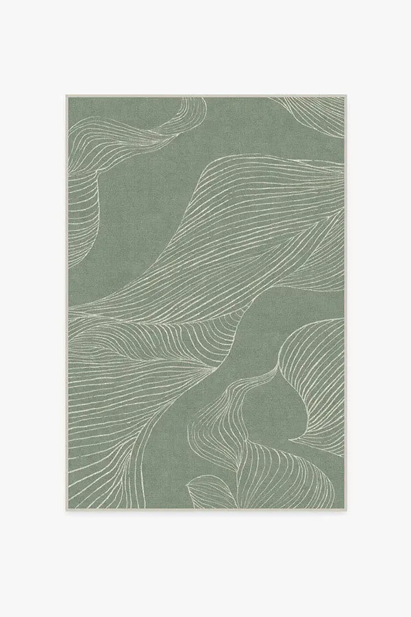 Medium Area Rug Machine Washable - Sage Green