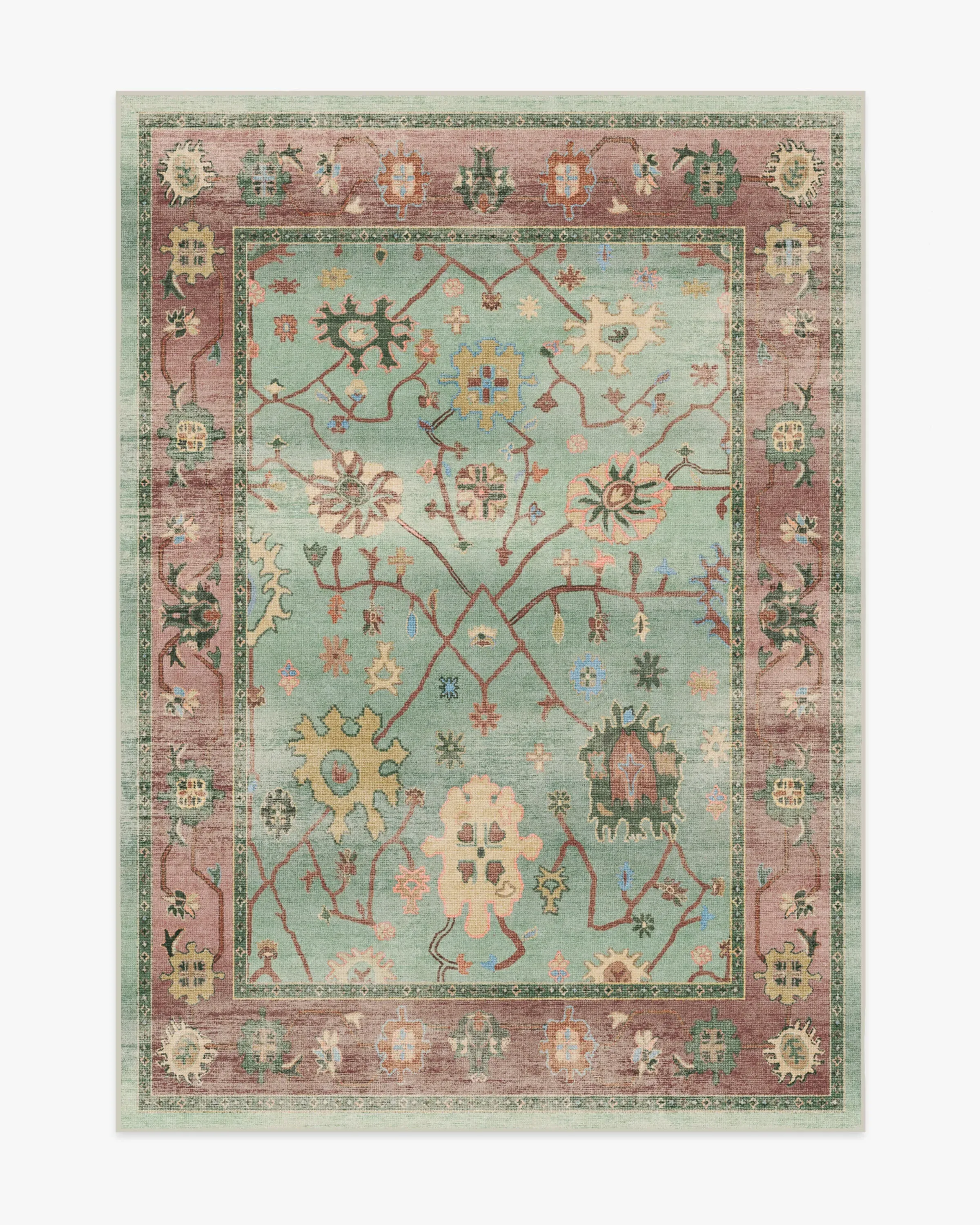 Medium Area Rug Machine Washable - Sage Green