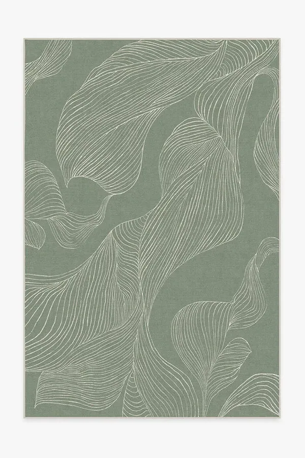 Medium Area Rug Machine Washable - Sage Green
