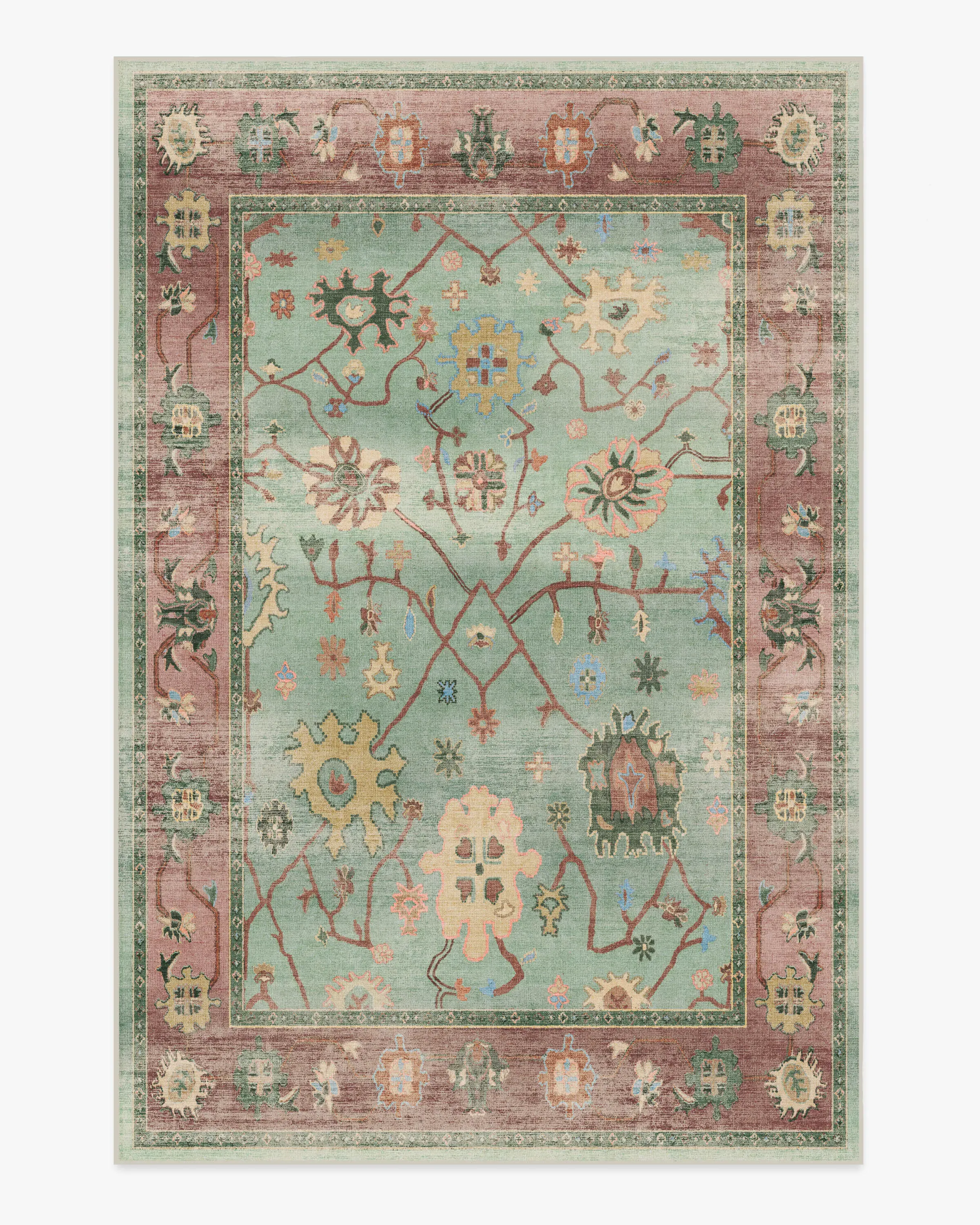 Medium Area Rug Machine Washable - Sage Green