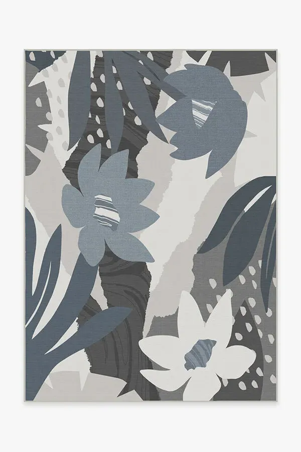 Medium Area Rug Machine Washable - Steel Blue