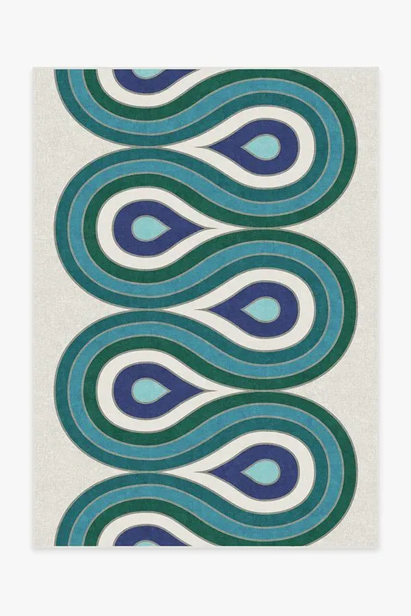 Medium Area Rug Machine Washable - Teal