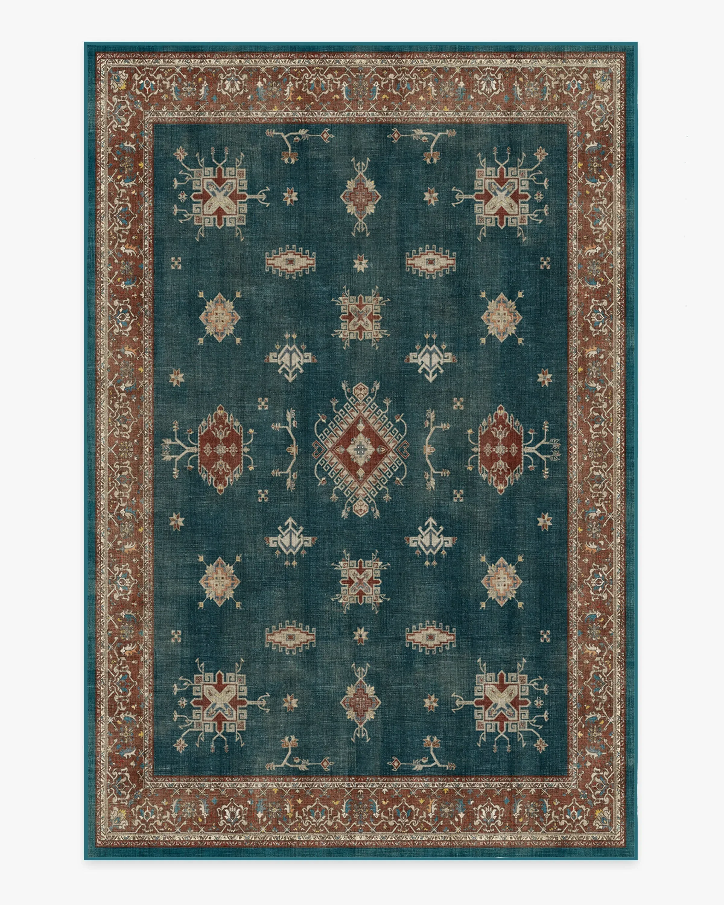 Medium Area Rug Machine Washable - Teal Blue