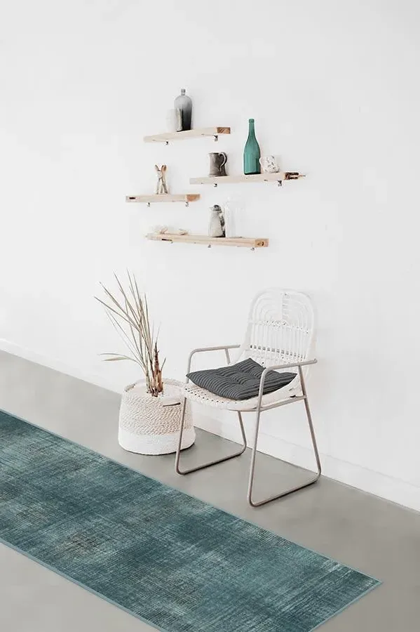 Medium Area Rug Machine Washable - Teal Blue