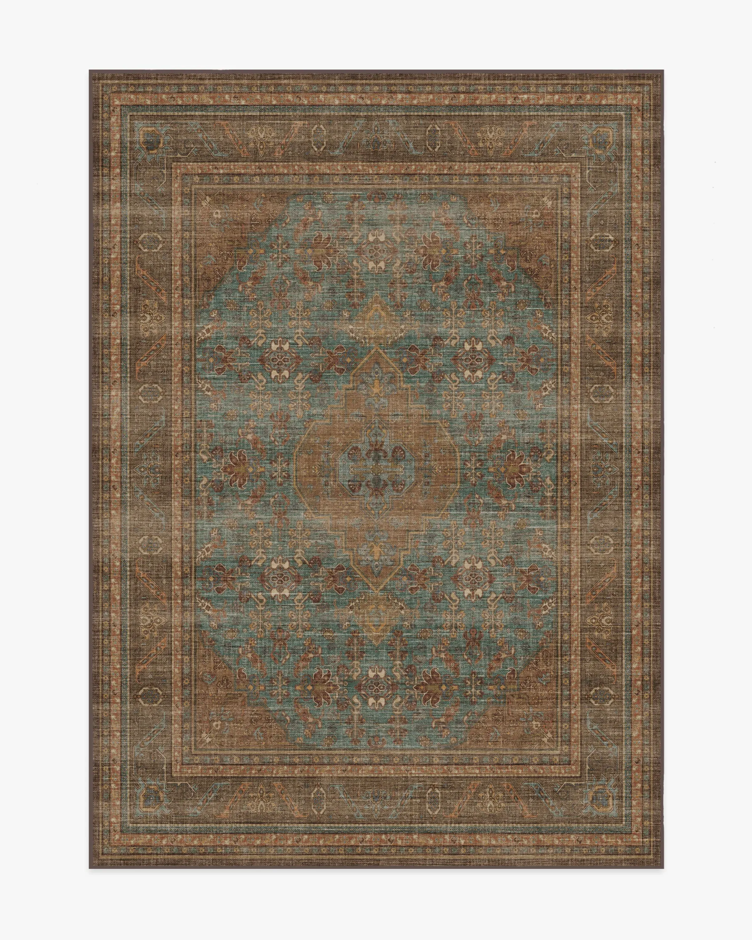 Medium Area Rug Machine Washable - Teal Blue