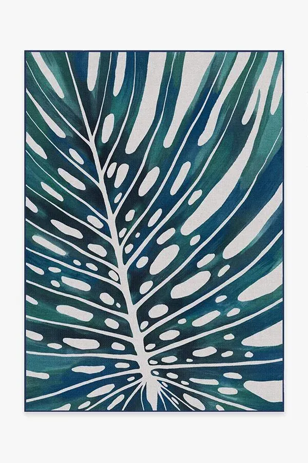 Medium Area Rug Machine Washable - Teal Blue