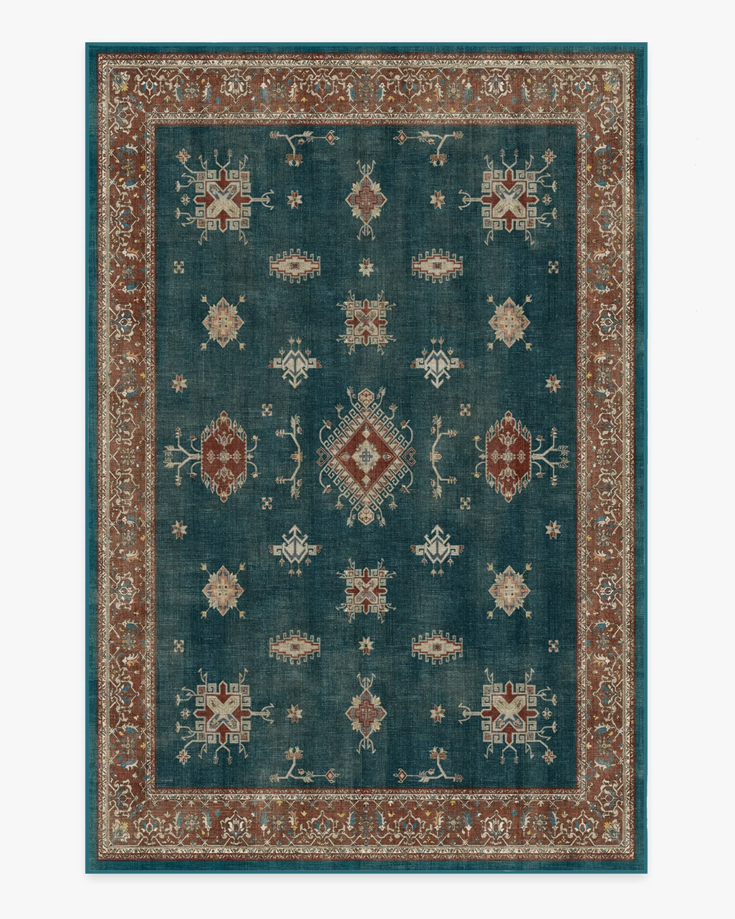 Medium Area Rug Machine Washable - Teal Blue