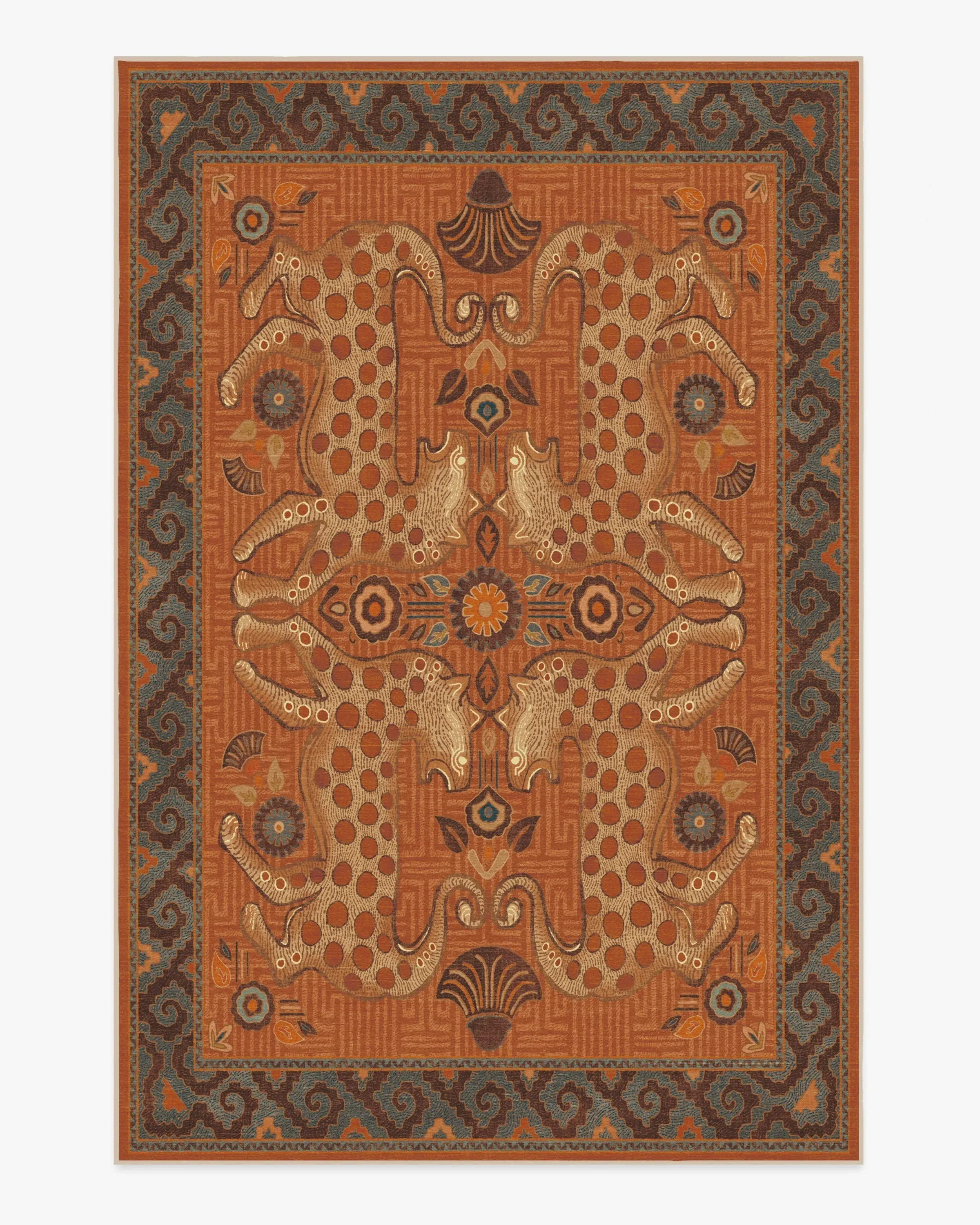 Medium Area Rug Machine Washable - Terracotta