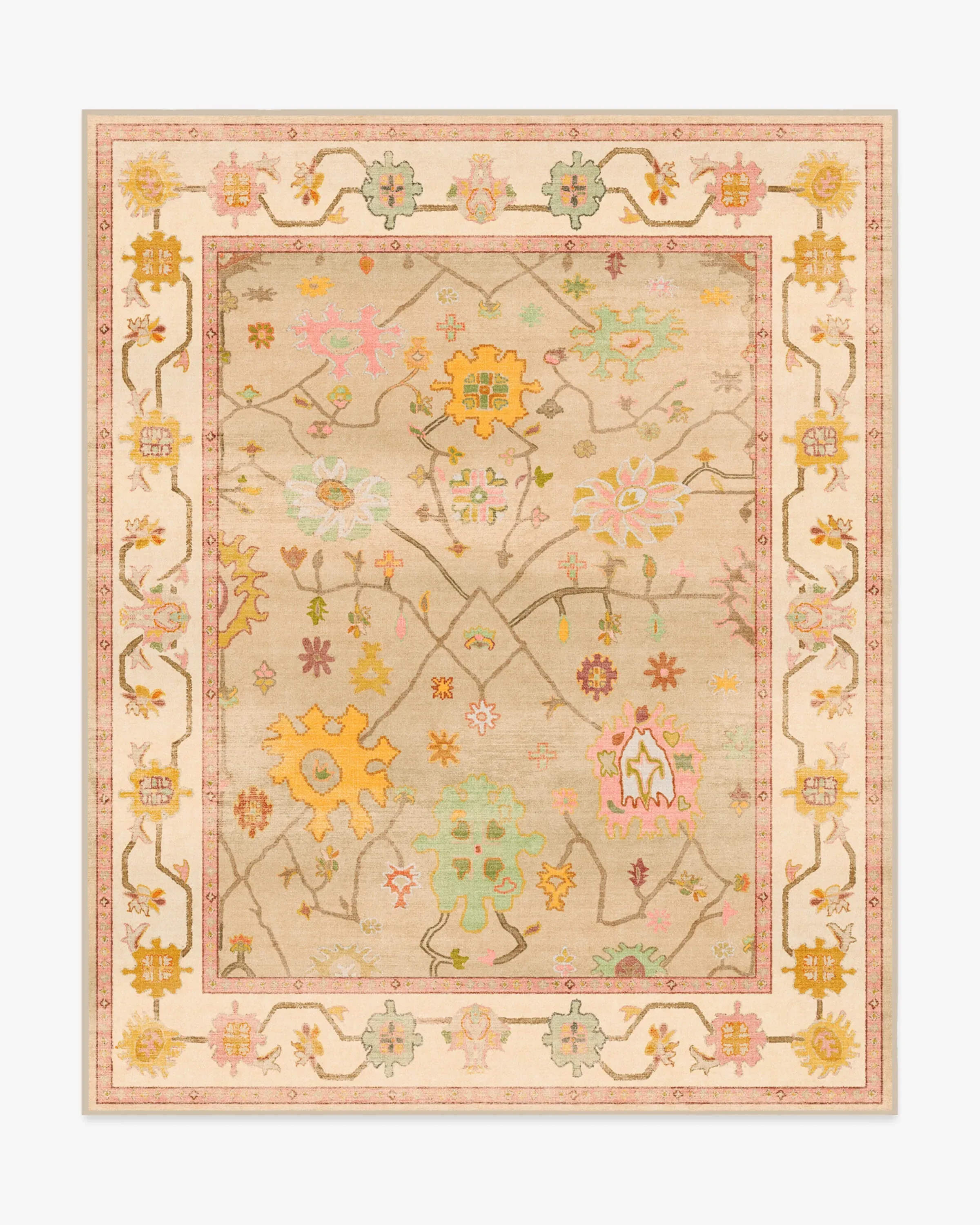 Medium-Large Washable Area Rug - Neutral, Flatwoven