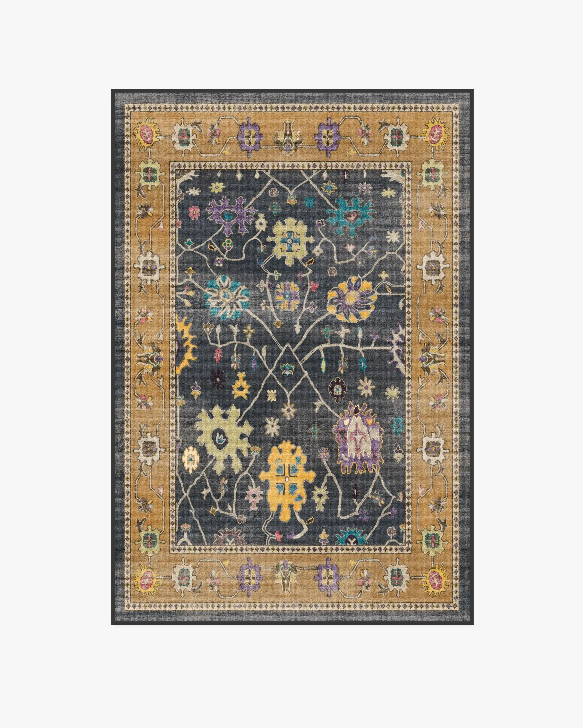 Medium Machine Washable Area Rug - Multicolour