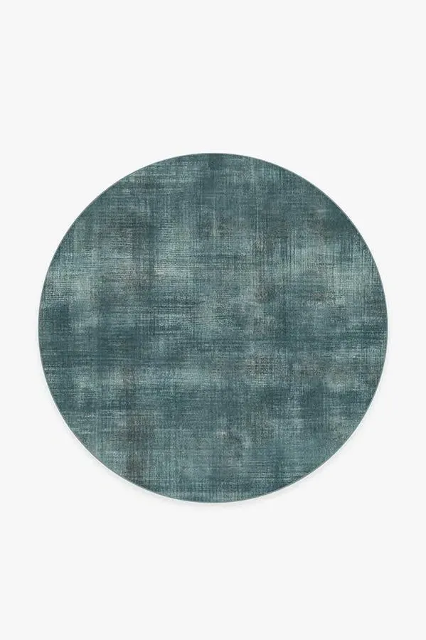 Medium Round Area Rug Machine Washable - Teal Blue