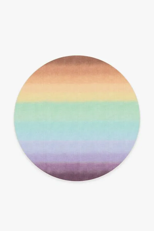Medium Round Rug Machine Washable - Rainbow