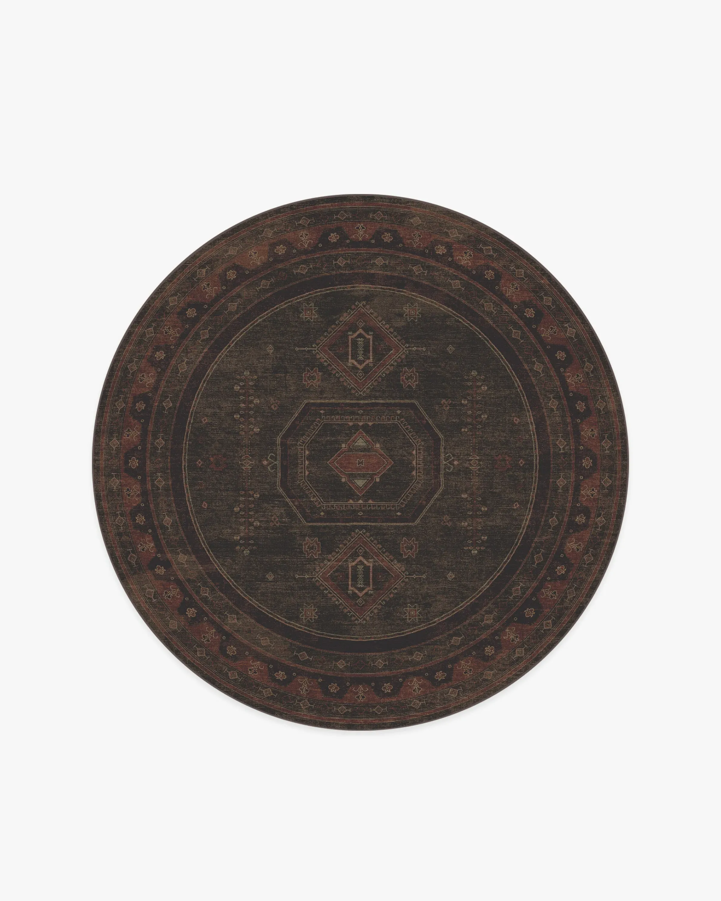 Medium Round Rug Machine Washable - Red