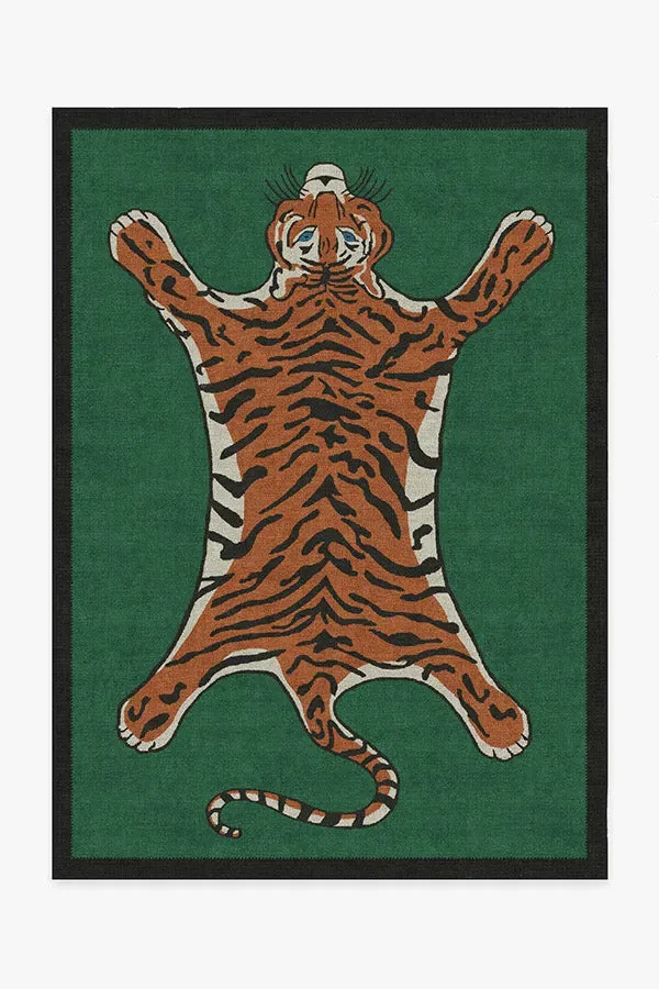 Medium Tiger Area Rug - Green, Chenille