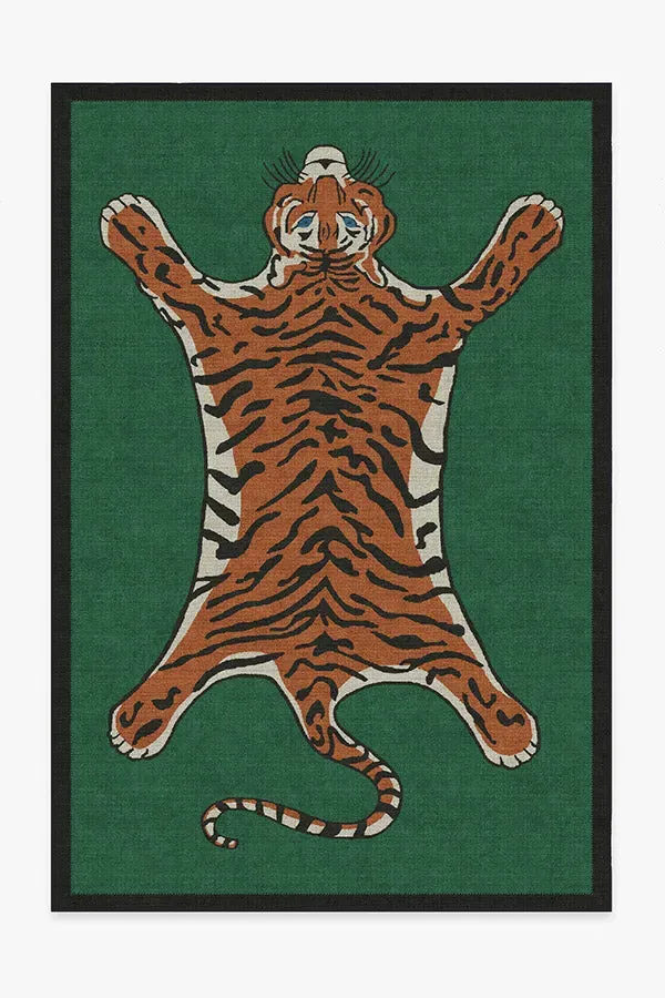 Medium Tiger Area Rug - Green, Chenille
