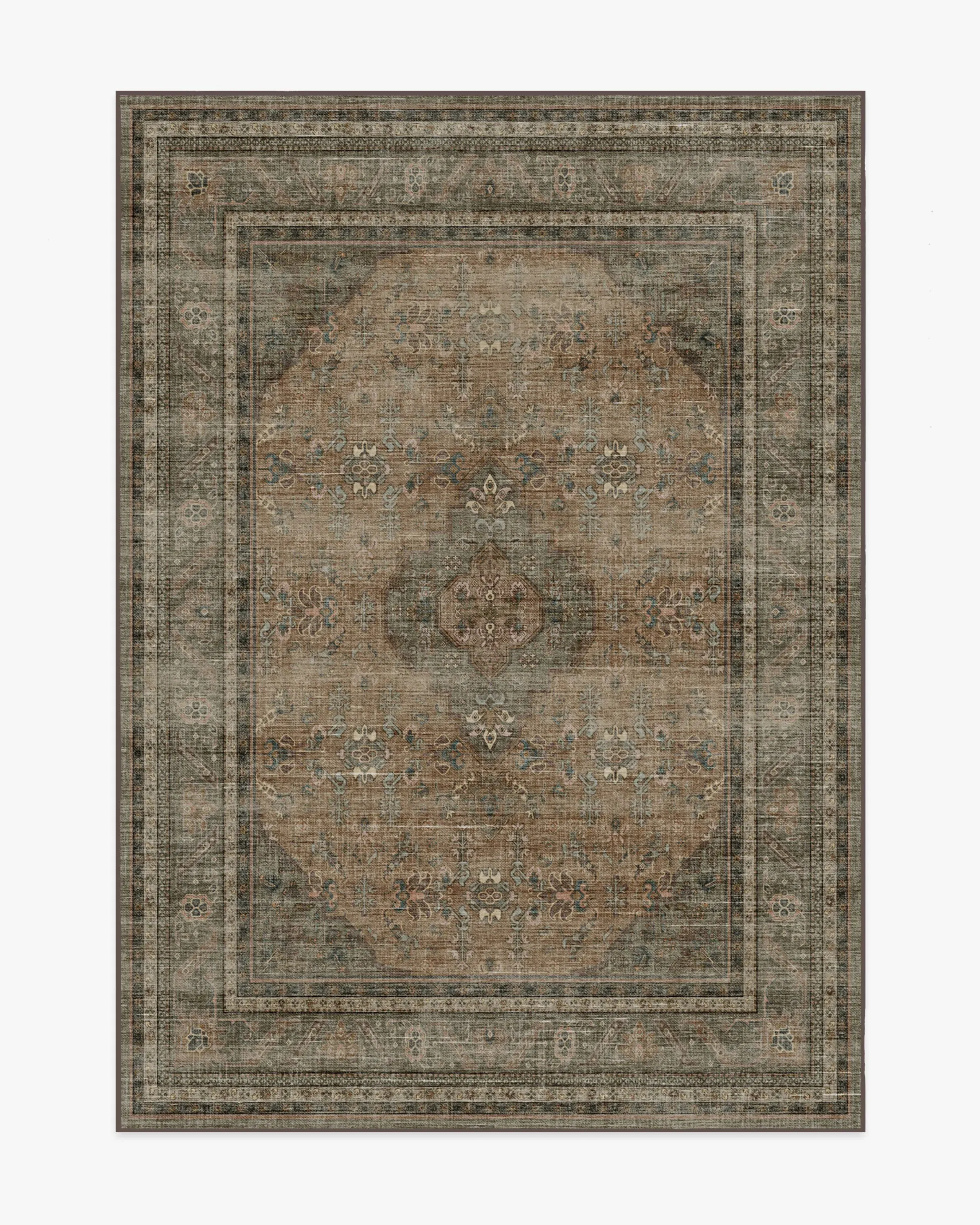 Medium Washable Area Rug - Brown, Flatwoven