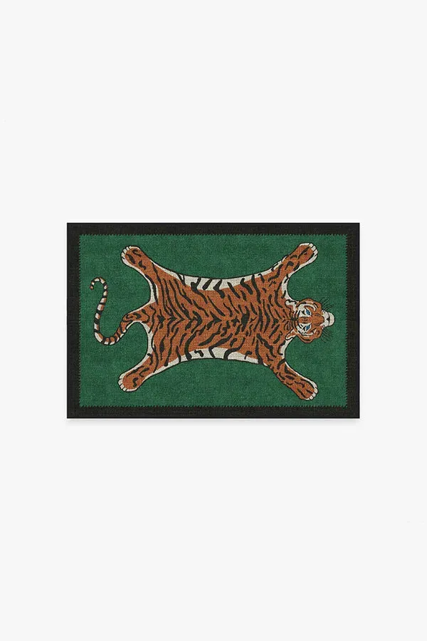 Mini Tiger Area Rug - Green, Chenille image