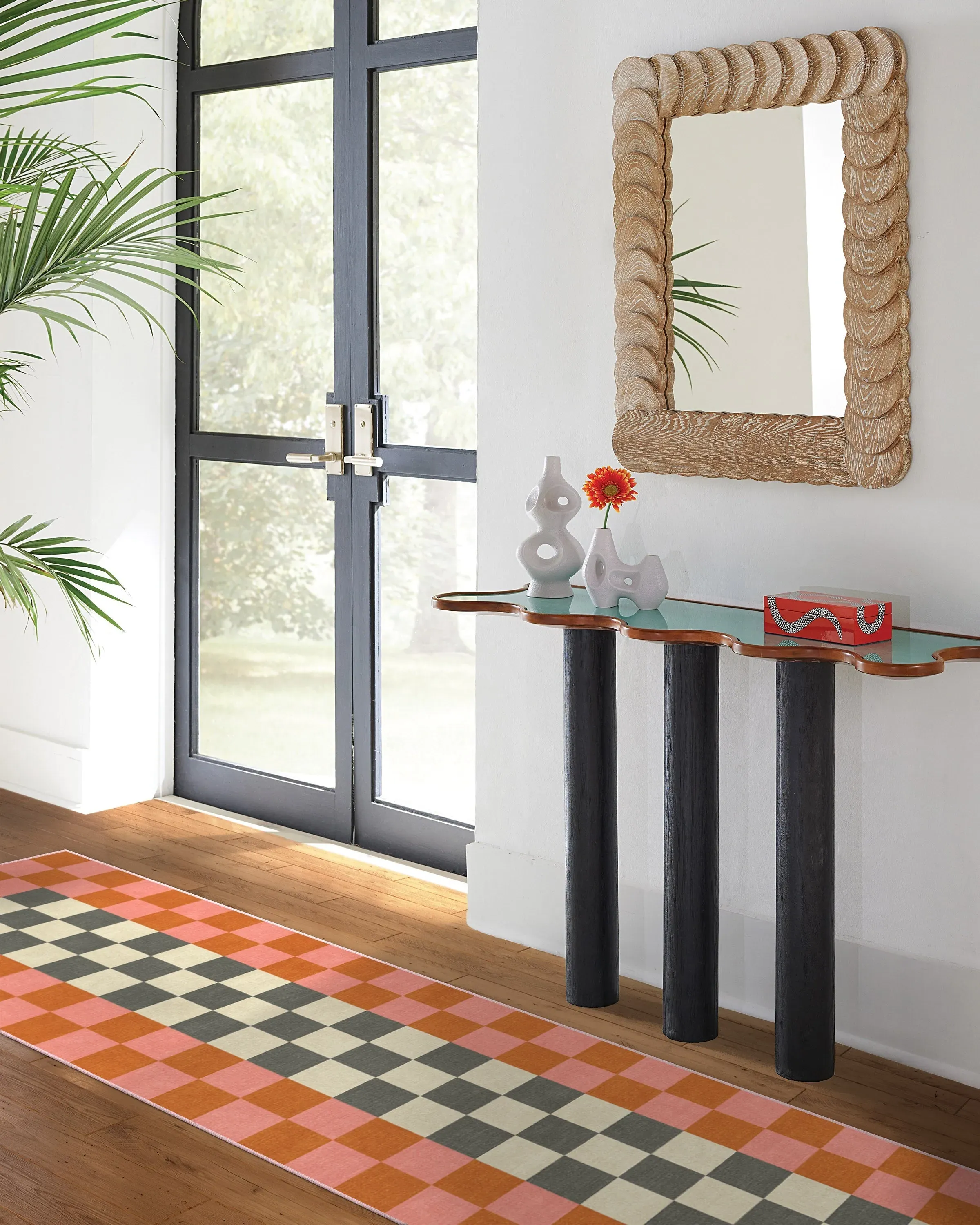 Narrow Runner Rug Machine Washable - Pink, Flatwoven