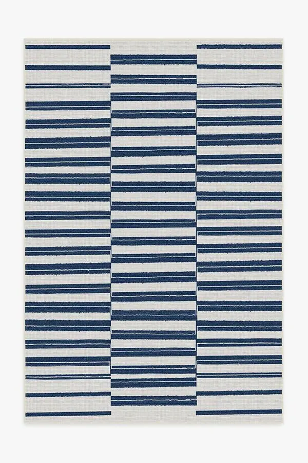 Offset Stripe Area Rug - Navy, Machine Washable
