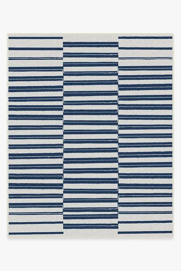 Offset Stripe Area Rug - Navy, Machine Washable