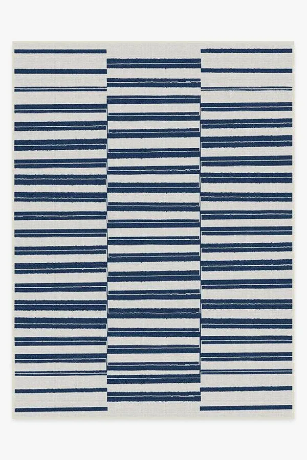 Offset Stripe Area Rug - Navy, Machine Washable